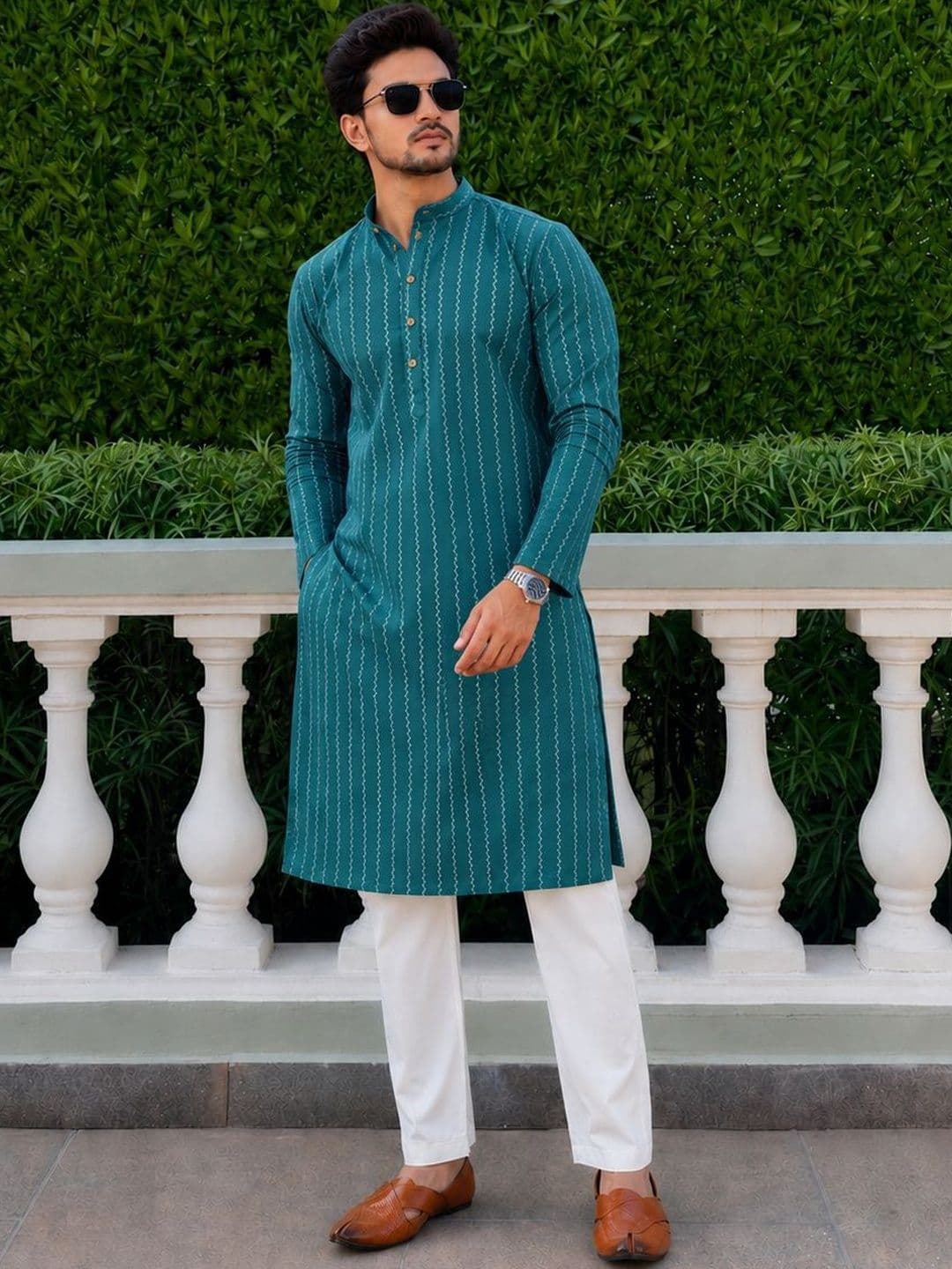 Anouk Men Pure Cotton Self Pattern Long Kurta - view 1