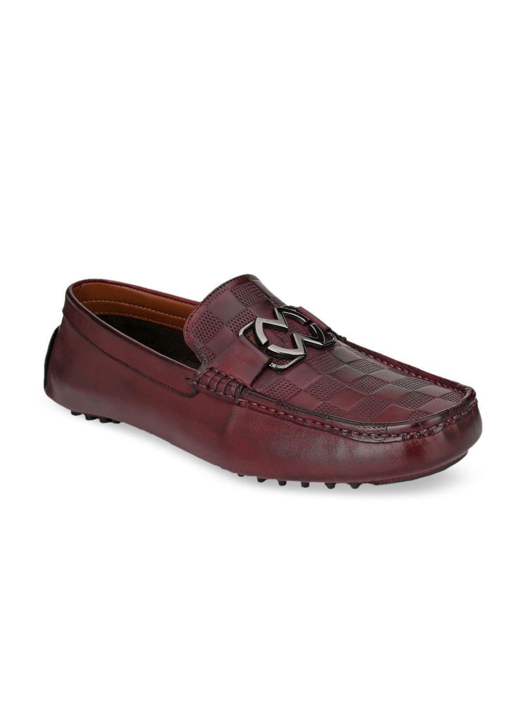 San Frissco Men Burgundy Coloured Textured Formal Loafers thumbnail 3