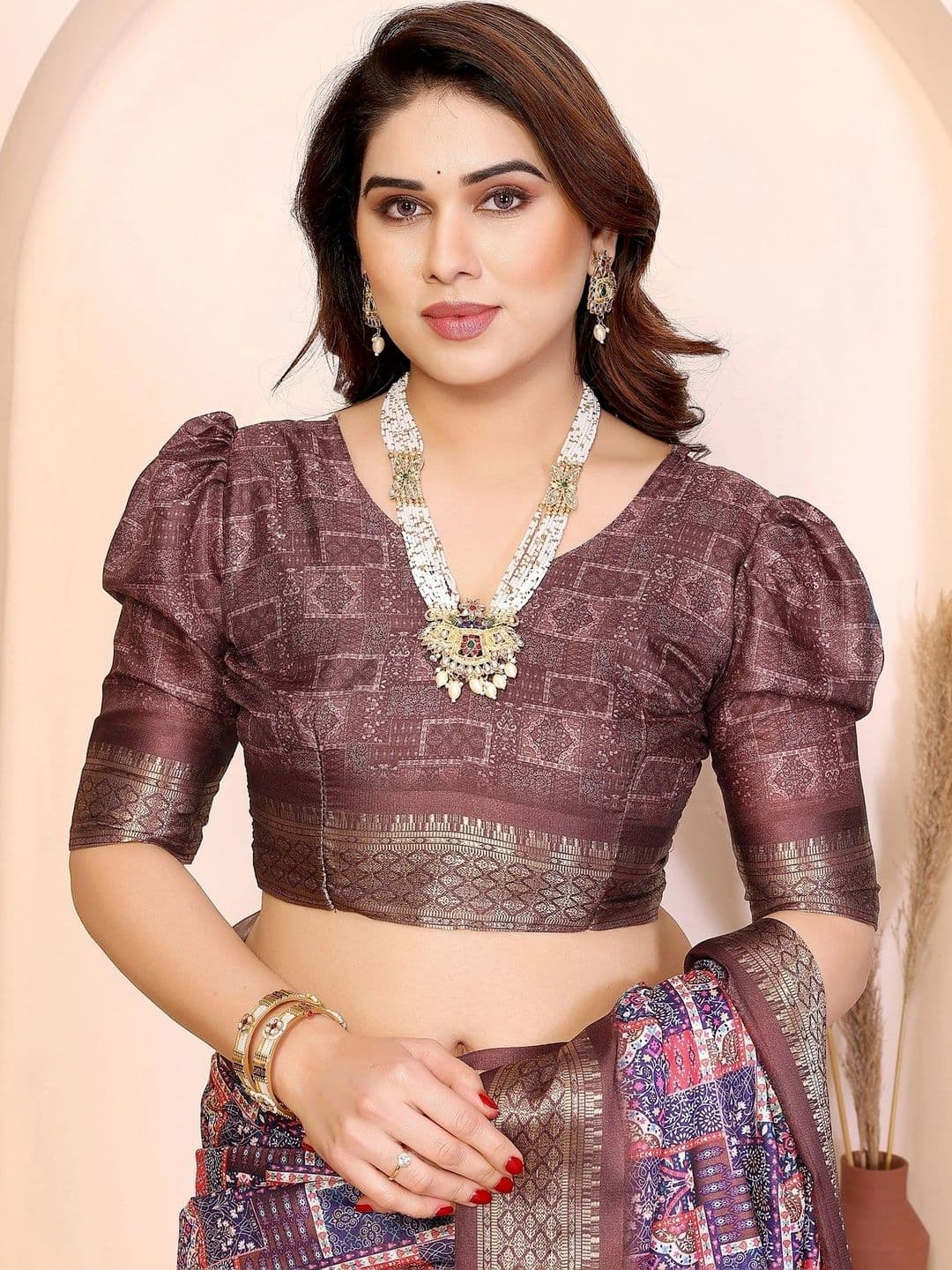 VS MALL Woven Design Zari Silk Cotton Saree thumbnail 5