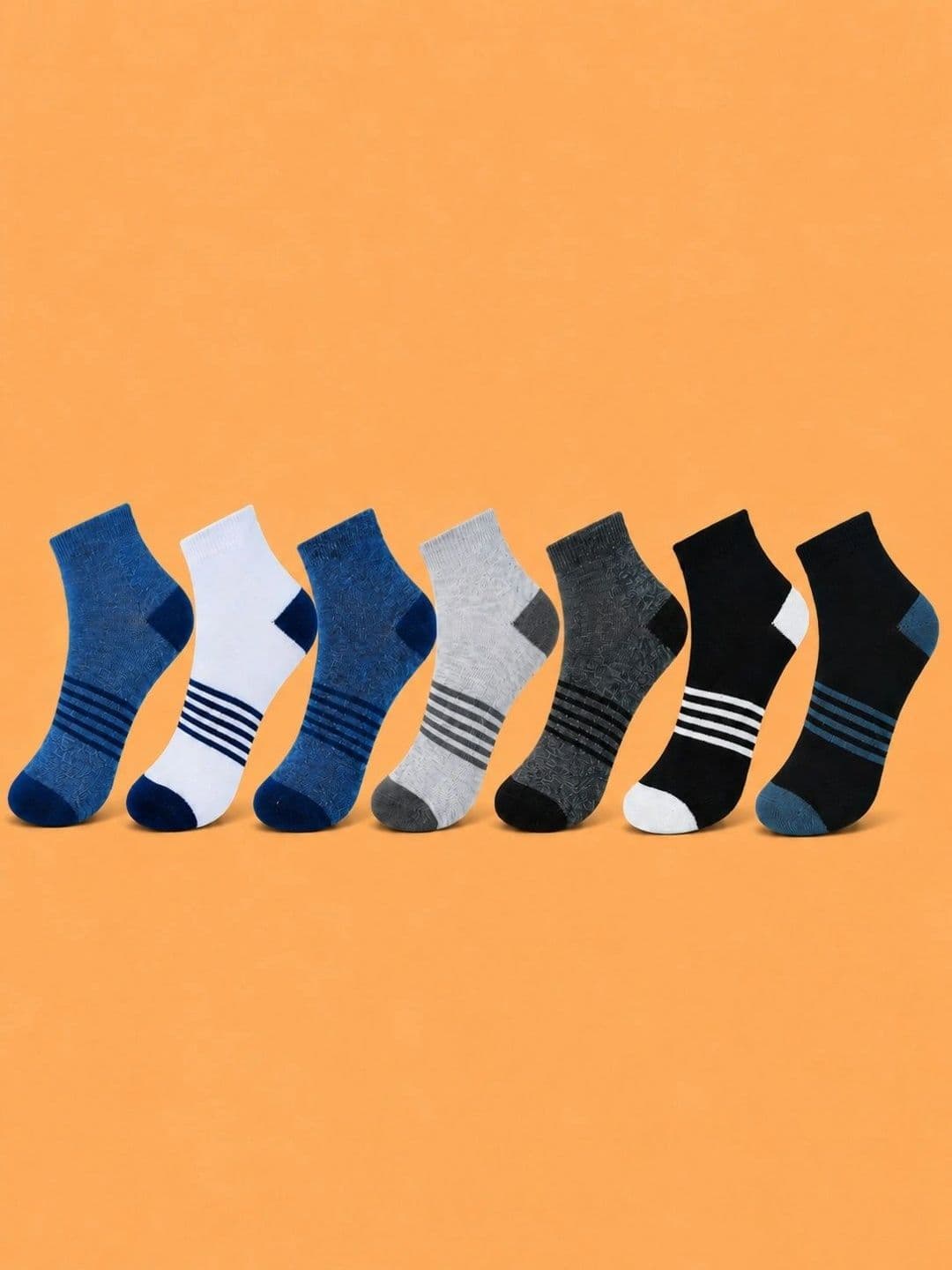 ADDOSSO Men Pack of 7 Cotton Assorted Striped Ankle Length Socks - view 1