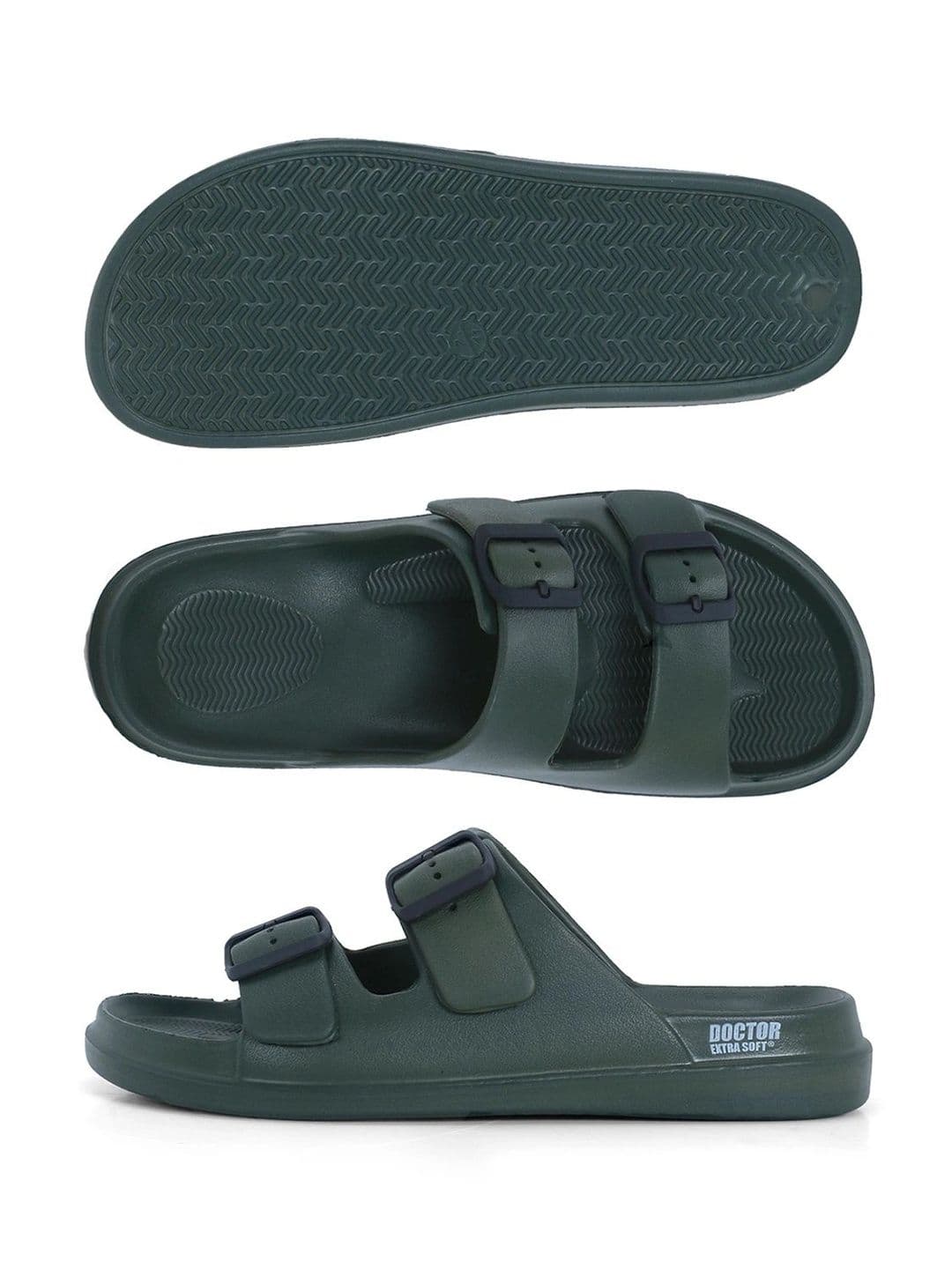 DOCTOR EXTRA SOFT Men Classic Cushion Lightweight Rubber Sliders With Buckle Detail thumbnail 2