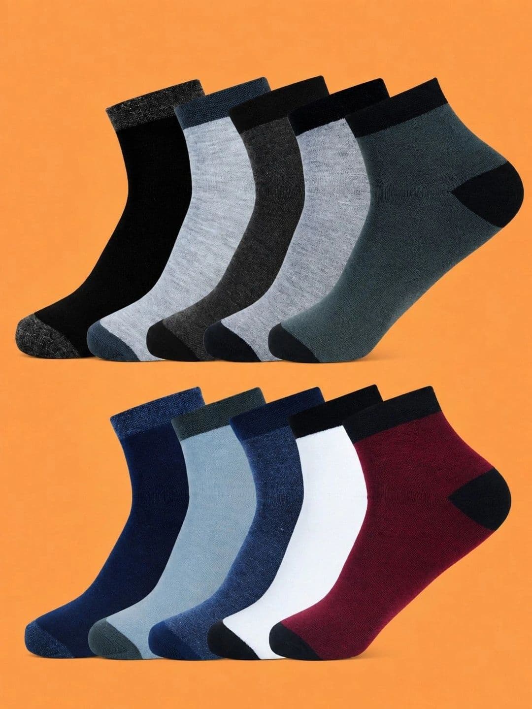 ADDOSSO Men Pack of 10 Cotton Assorted Above Ankle Socks - view 1