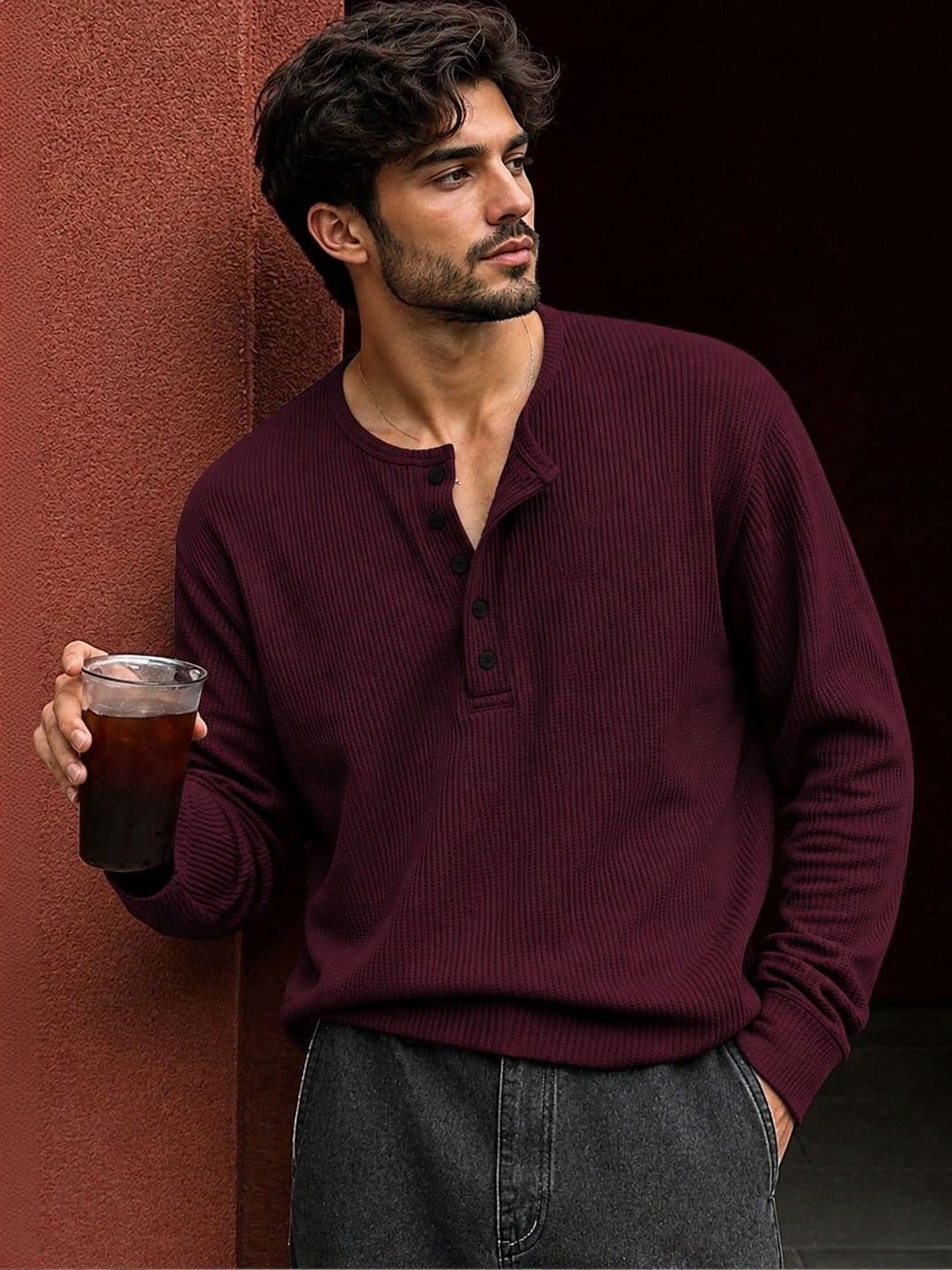 HOODLER Men Henley Neck T-shirt - view 1