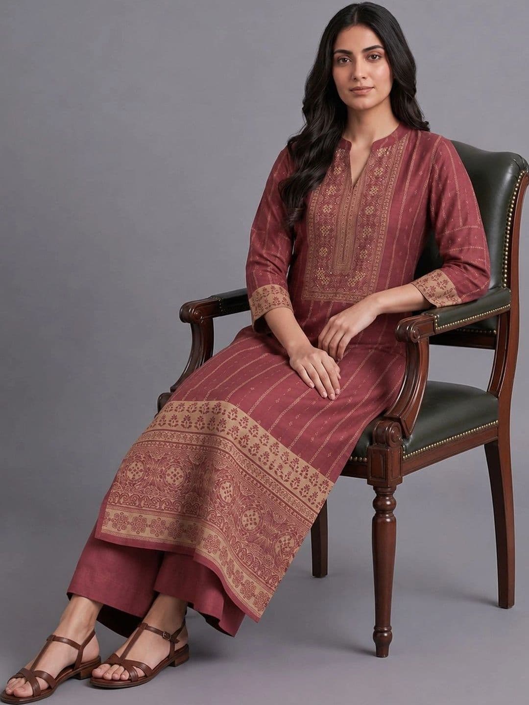 Navibhu Women Ethnic Motifs Printed Regular Kurta with Palazzos & With Dupatta thumbnail 5