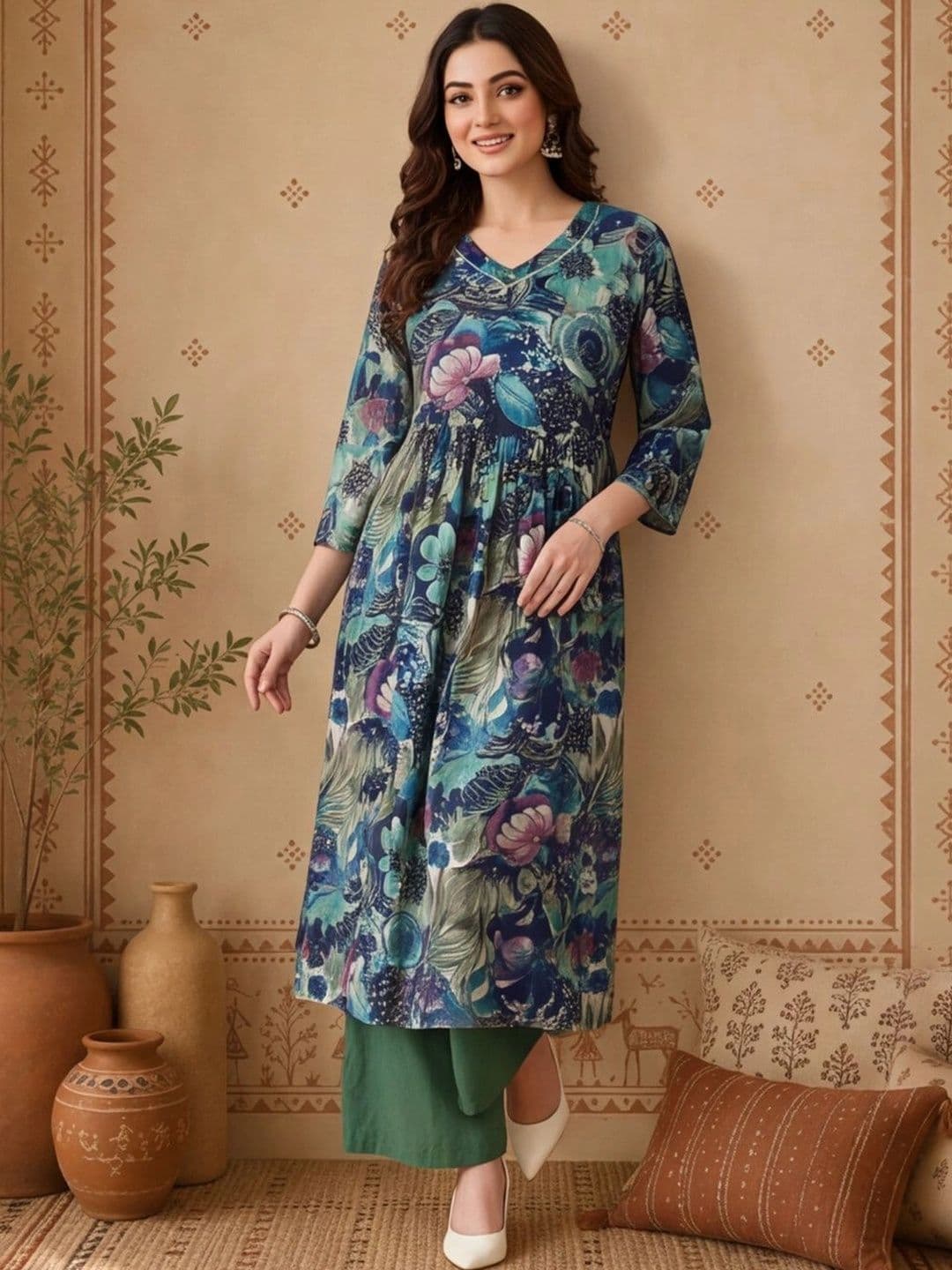Anouk Women Floral Printed Floral Kurta - view 1
