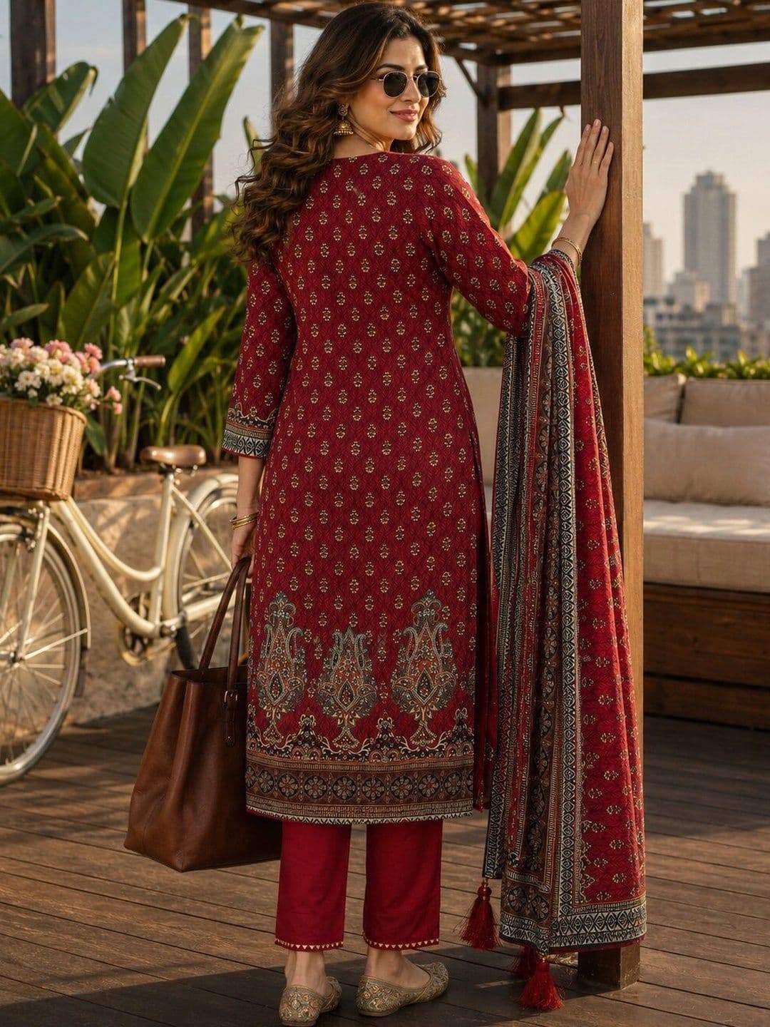 Berrylicious Women Ethnic Motifs Printed Regular Pure Silk Kurta & Trousers With Dupatta thumbnail 2