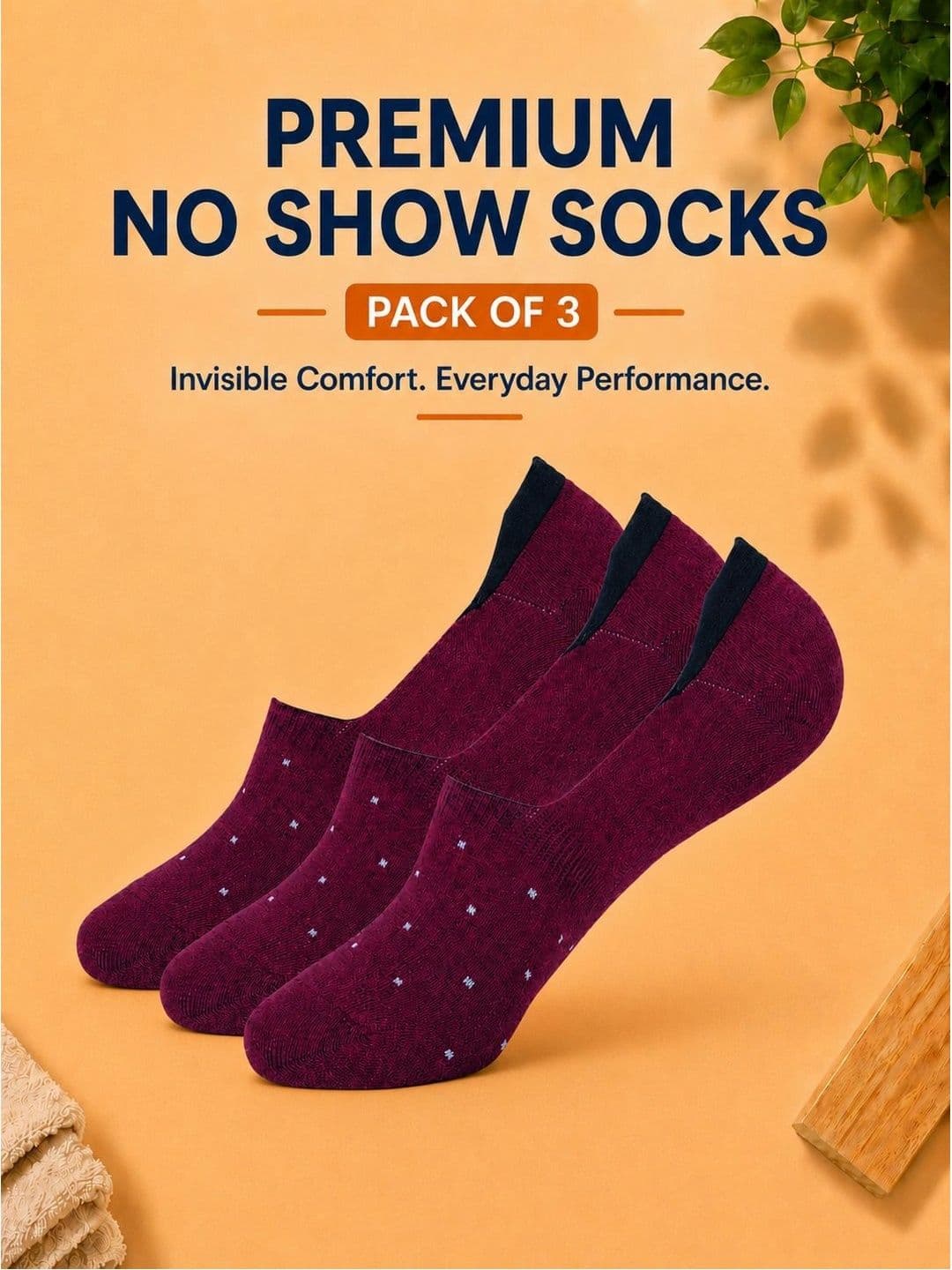 ADDOSSO Men Pack of 3 Cotton Assorted Patterned Shoe Liners Socks thumbnail 3
