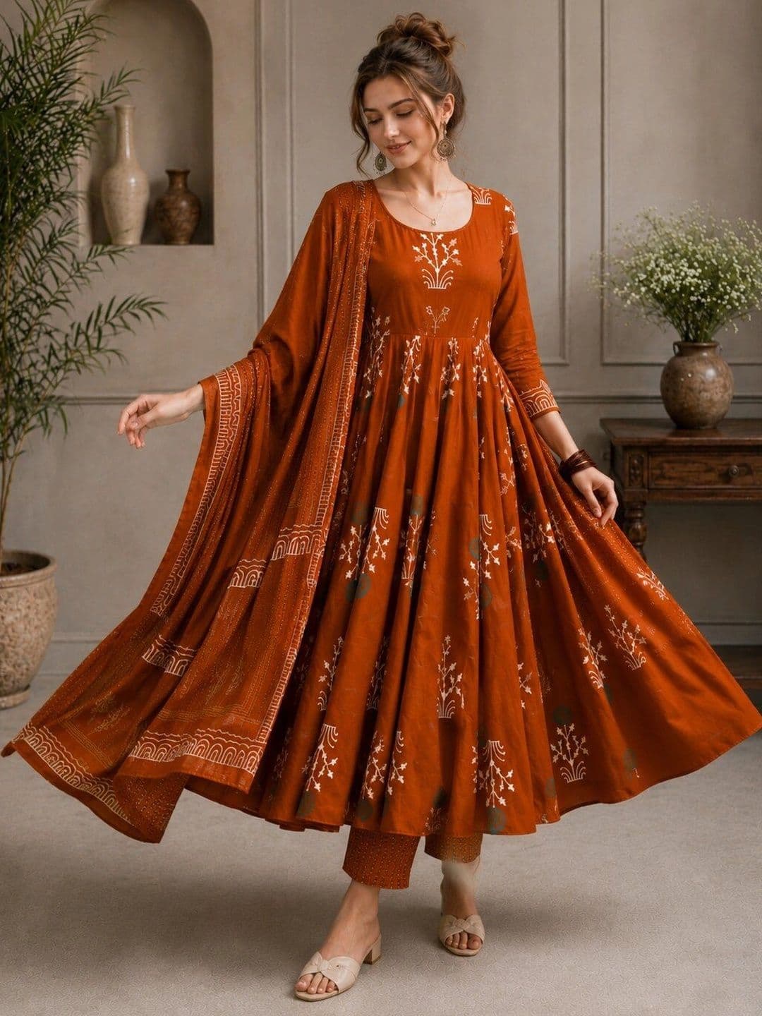 Chhipa Prints Women Ethnic Motifs Printed Regular Kurta with Trousers & With Dupatta thumbnail 3