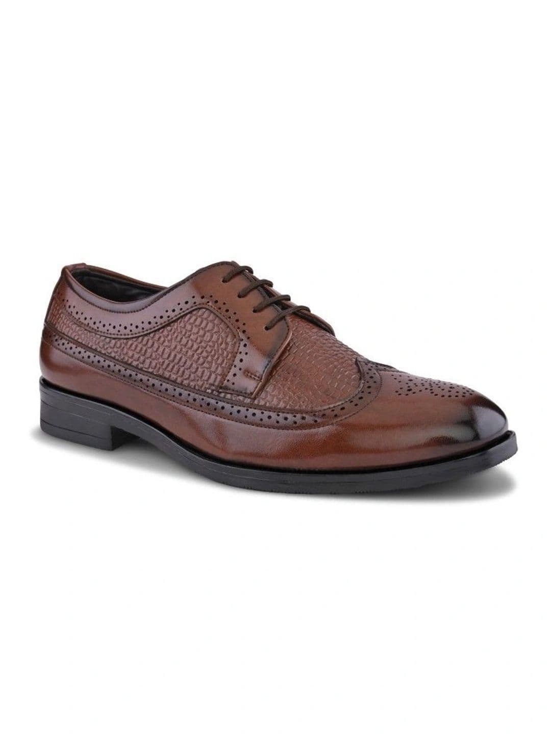 House of Pataudi Men Textured Formal Brogues thumbnail 3