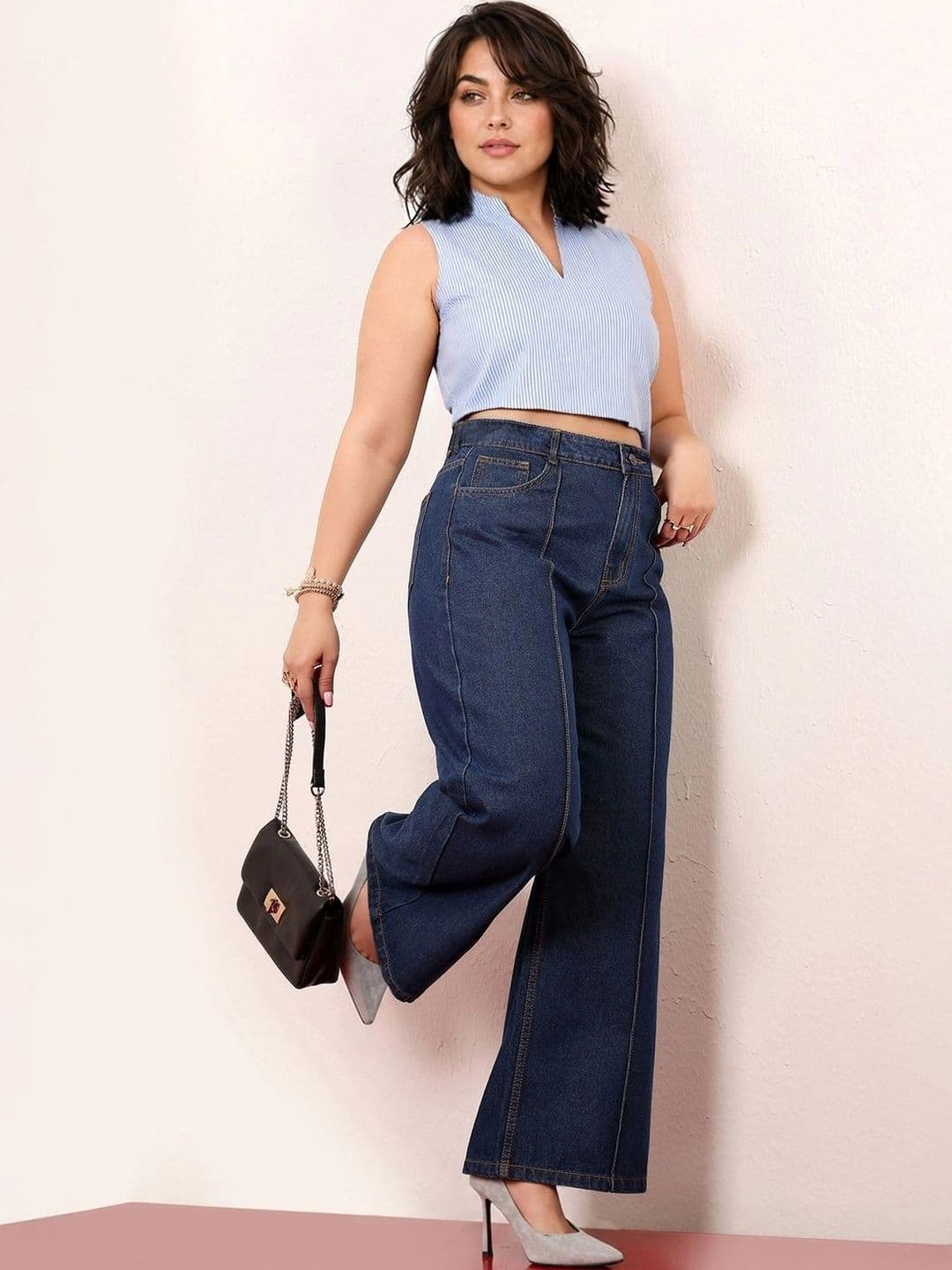 Miss Chase A+ Women Wide Leg High-Rise Heavy Fade Jeans thumbnail 2