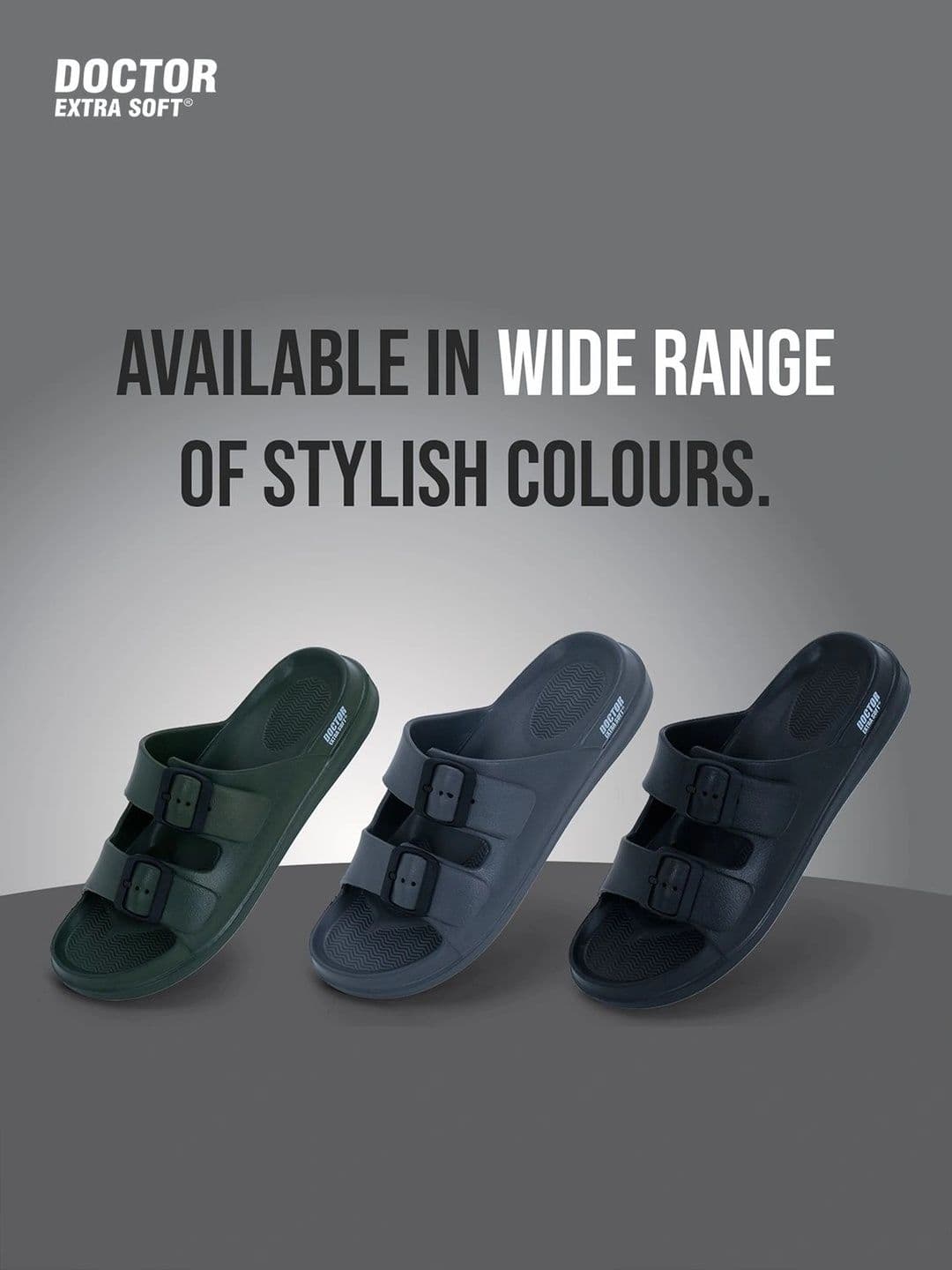 DOCTOR EXTRA SOFT Men Classic Cushion Lightweight Rubber Sliders With Buckle Detail thumbnail 2