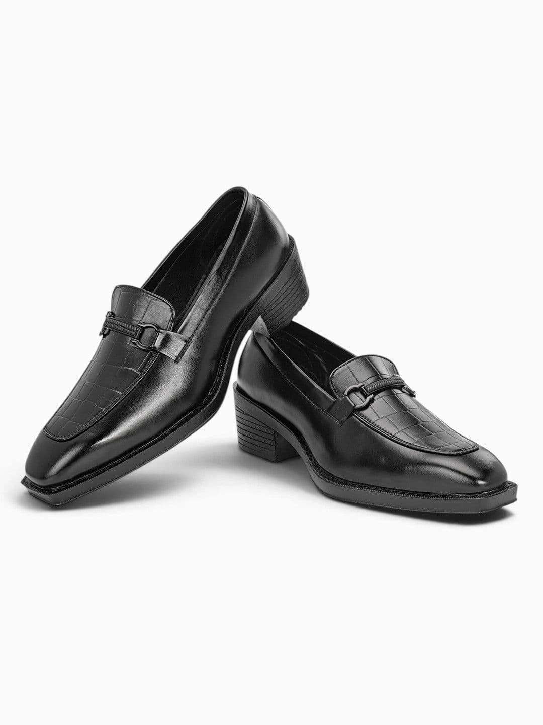 INVICTUS Men Textured PU Square Toe Slip-On Loafers Formal Shoes thumbnail 2