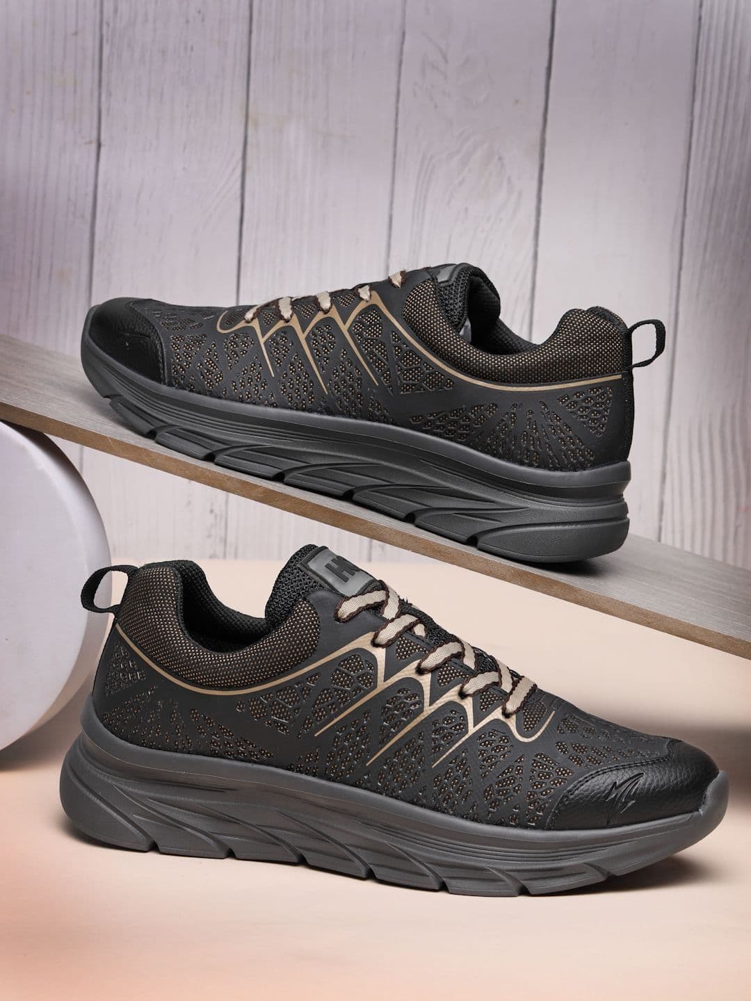HOS Men FLORIO Textured PU Coated Leather Sneakers Lace-Up Casual Daily Wear Shoes - view 1