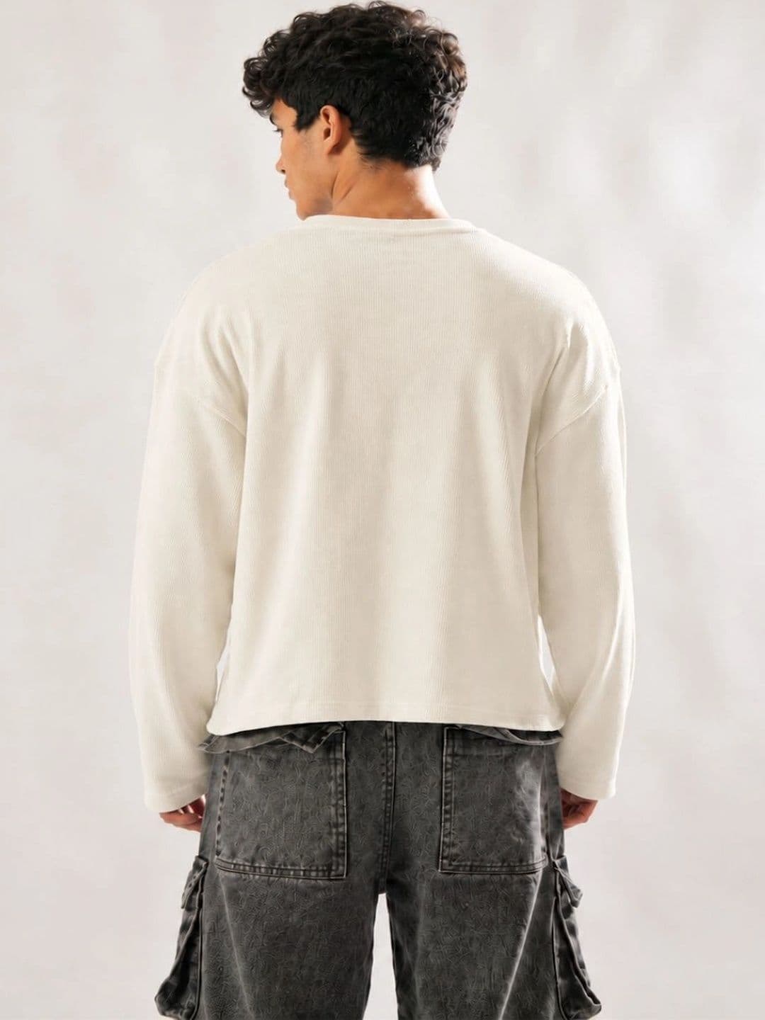 BEOVER Men's Boxy Fit Self Design Round Neck T-shirt thumbnail 4