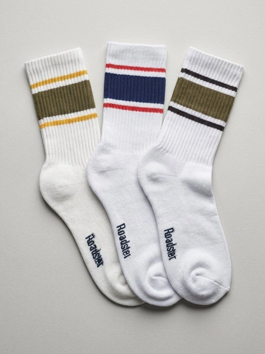 Roadster Men Pack of 3 Cotton Blend Striped Calf Length Socks thumbnail 2
