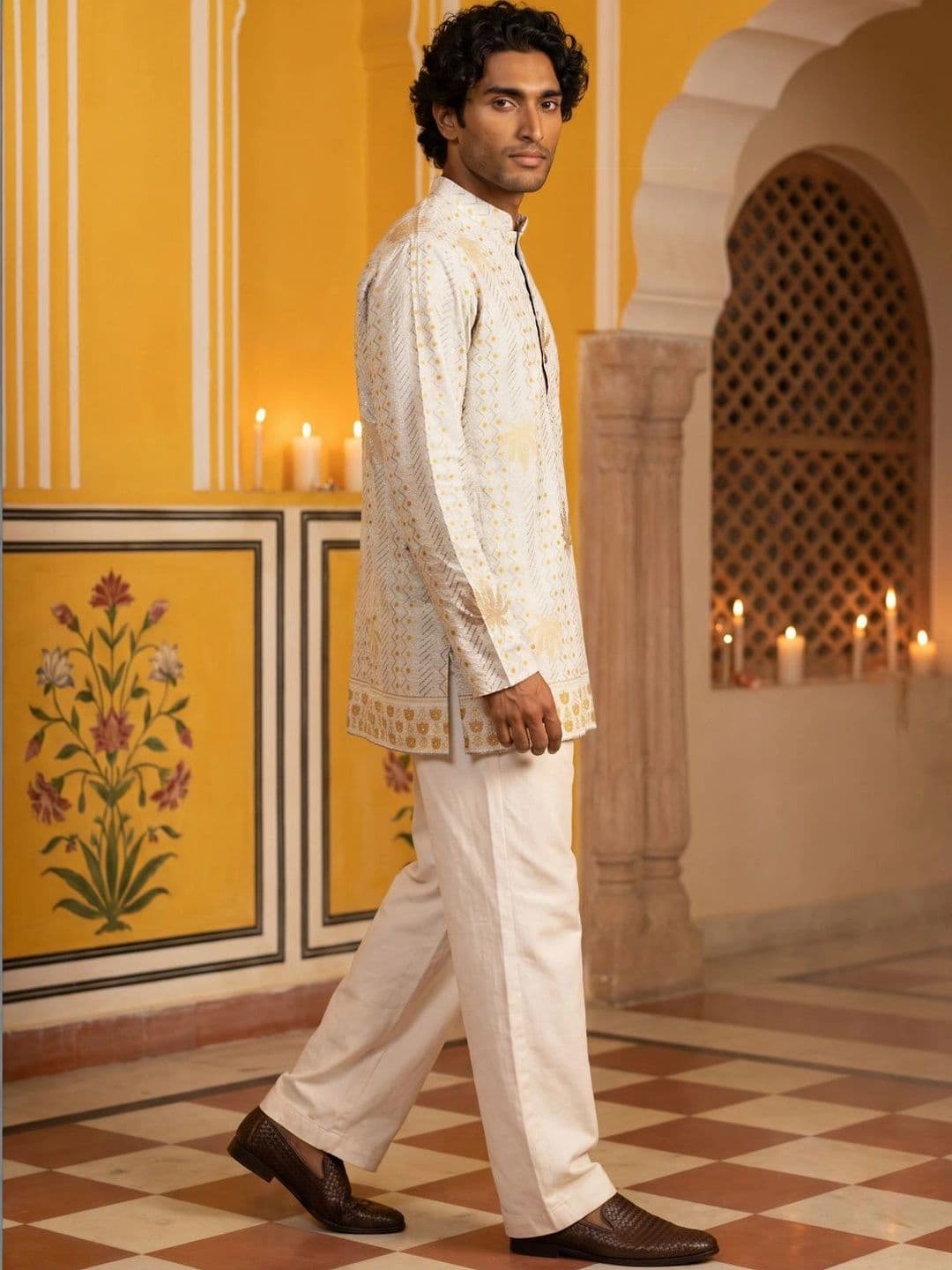Jompers Men Ethnic Motifs Embroidered Kurta thumbnail 4