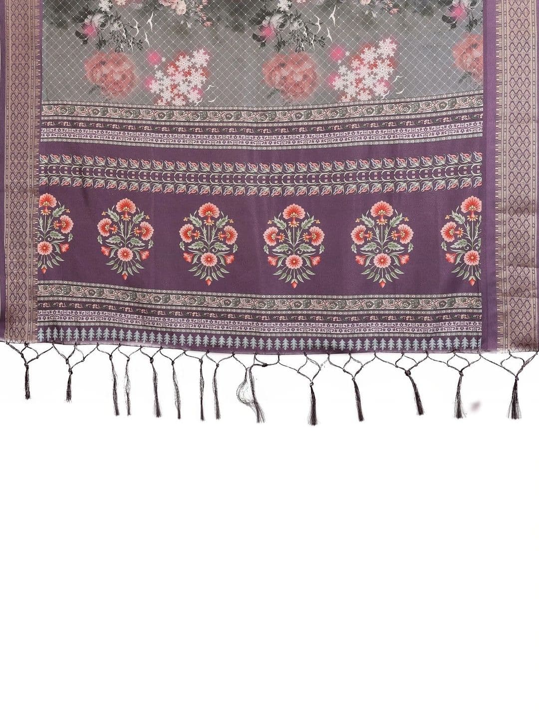 VS MALL Women Floral Silk Cotton Saree thumbnail 3