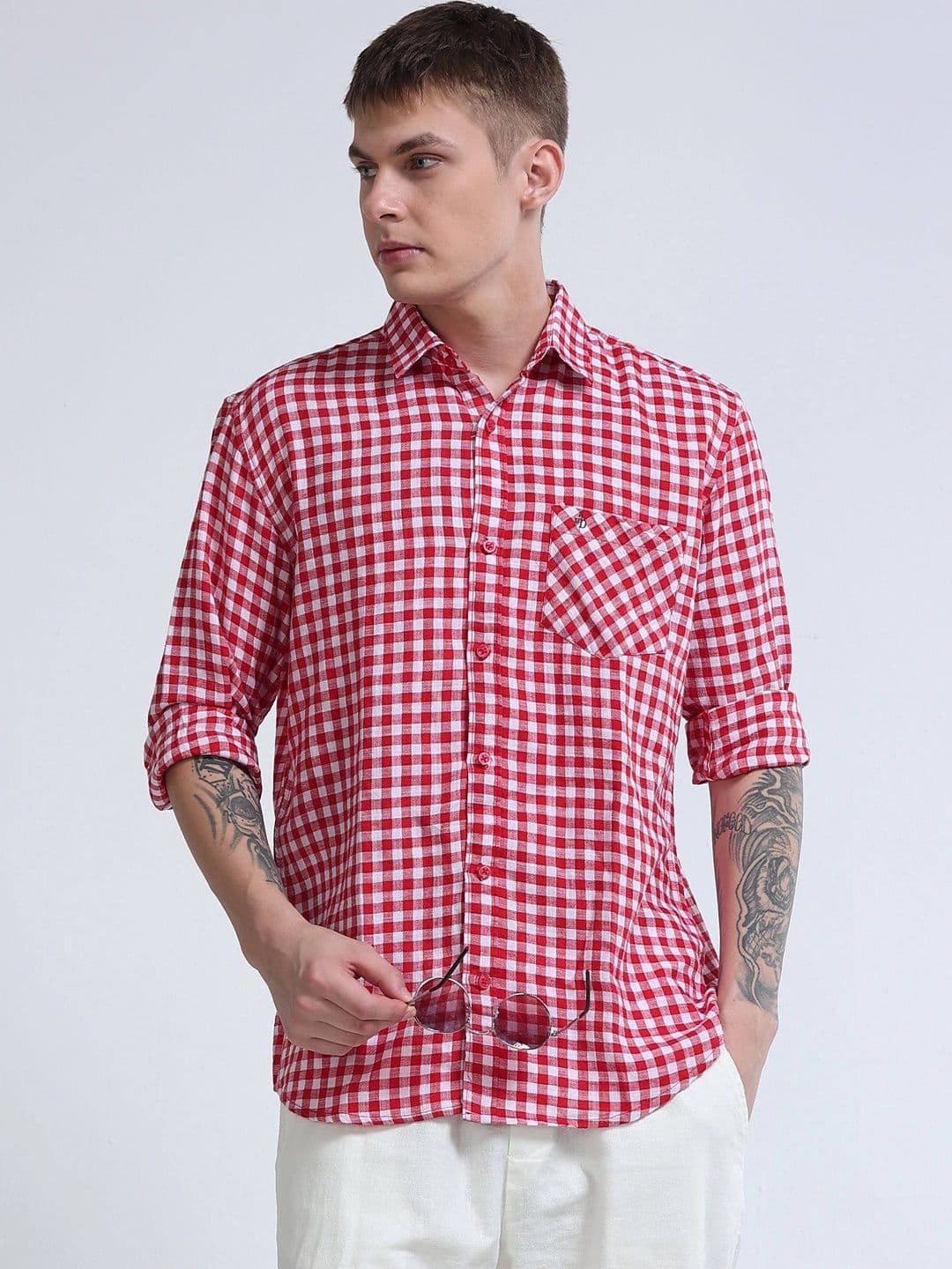 FashionDistrict Men Comfort Gingham Checks Sheer Checked Casual Shirt - view 1