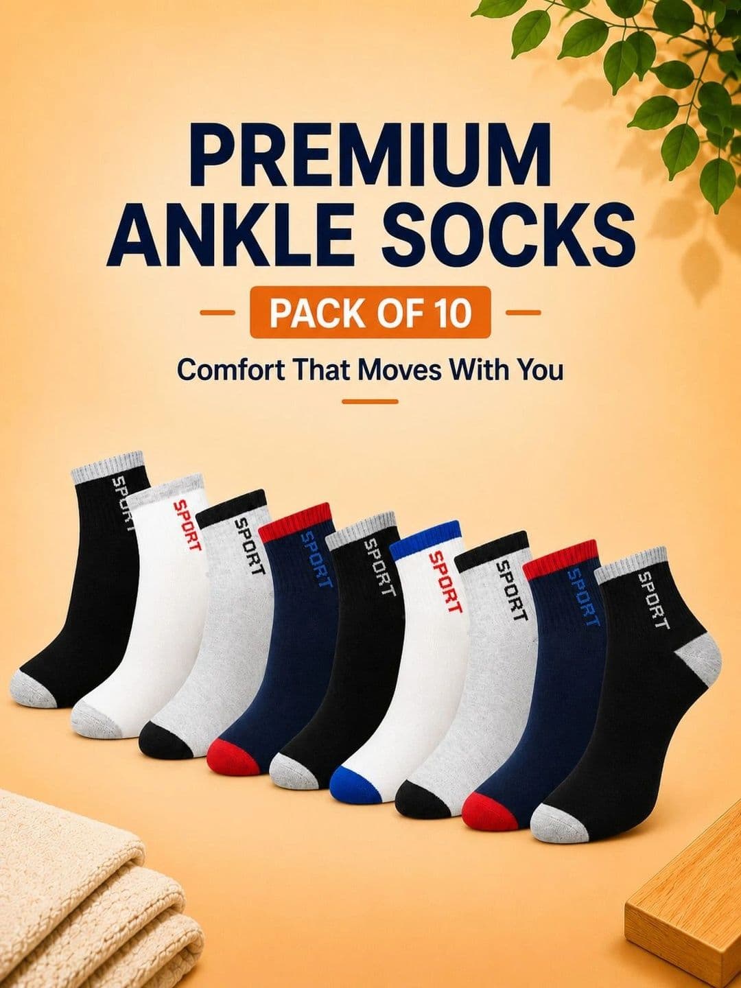 ADDOSSO Men Pack of 10 Cotton Assorted Patterned Ankle Length Socks thumbnail 5