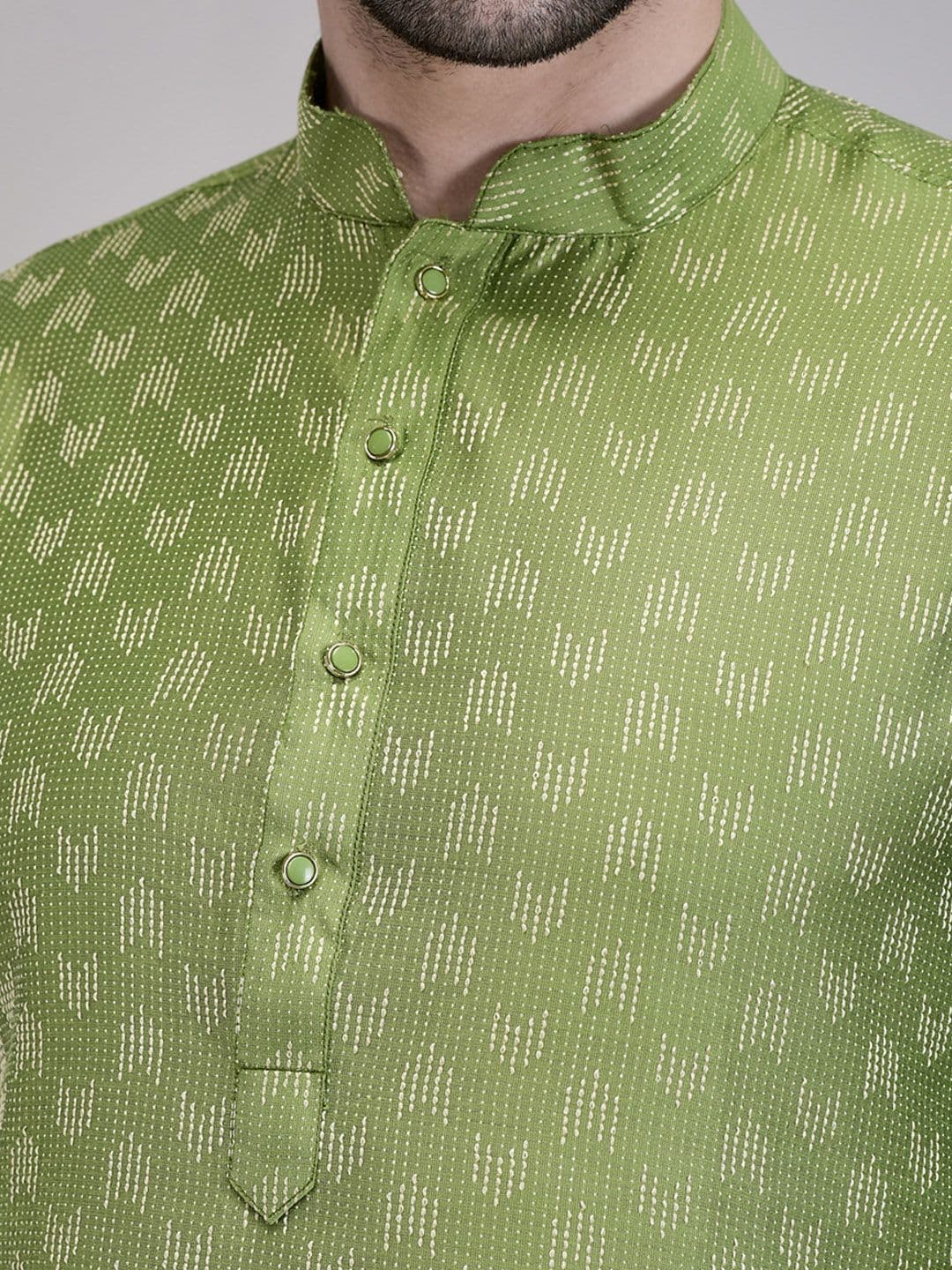 SG LEMAN Geometric Embroidered Mandarin Collar Cotton Straight Kurta thumbnail 6