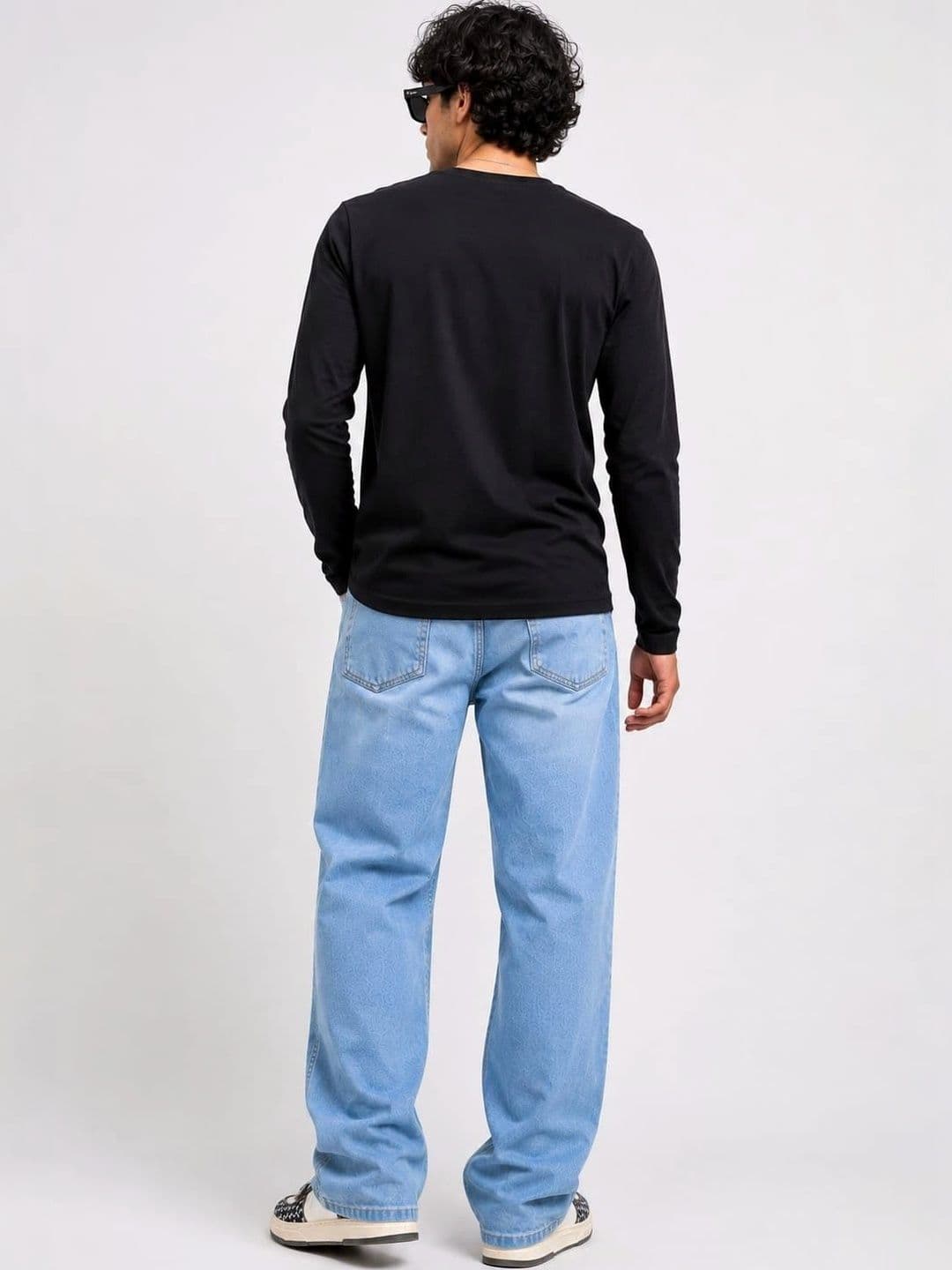 VK CULTURE Men Wide Leg Mid-Rise Light Fade Printed Jeans thumbnail 7