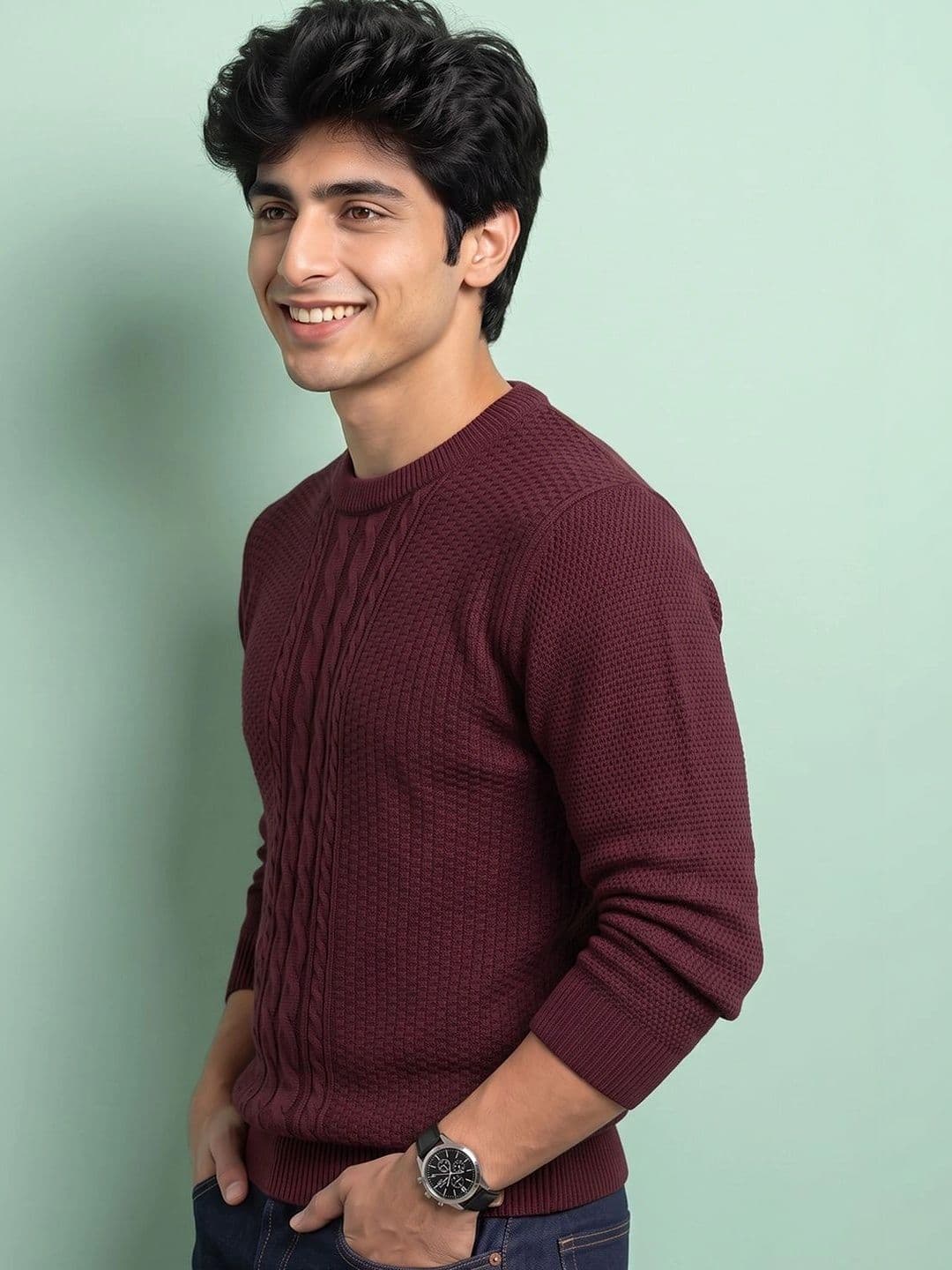 Mast & Harbour Men Cable Knit Pullover thumbnail 5