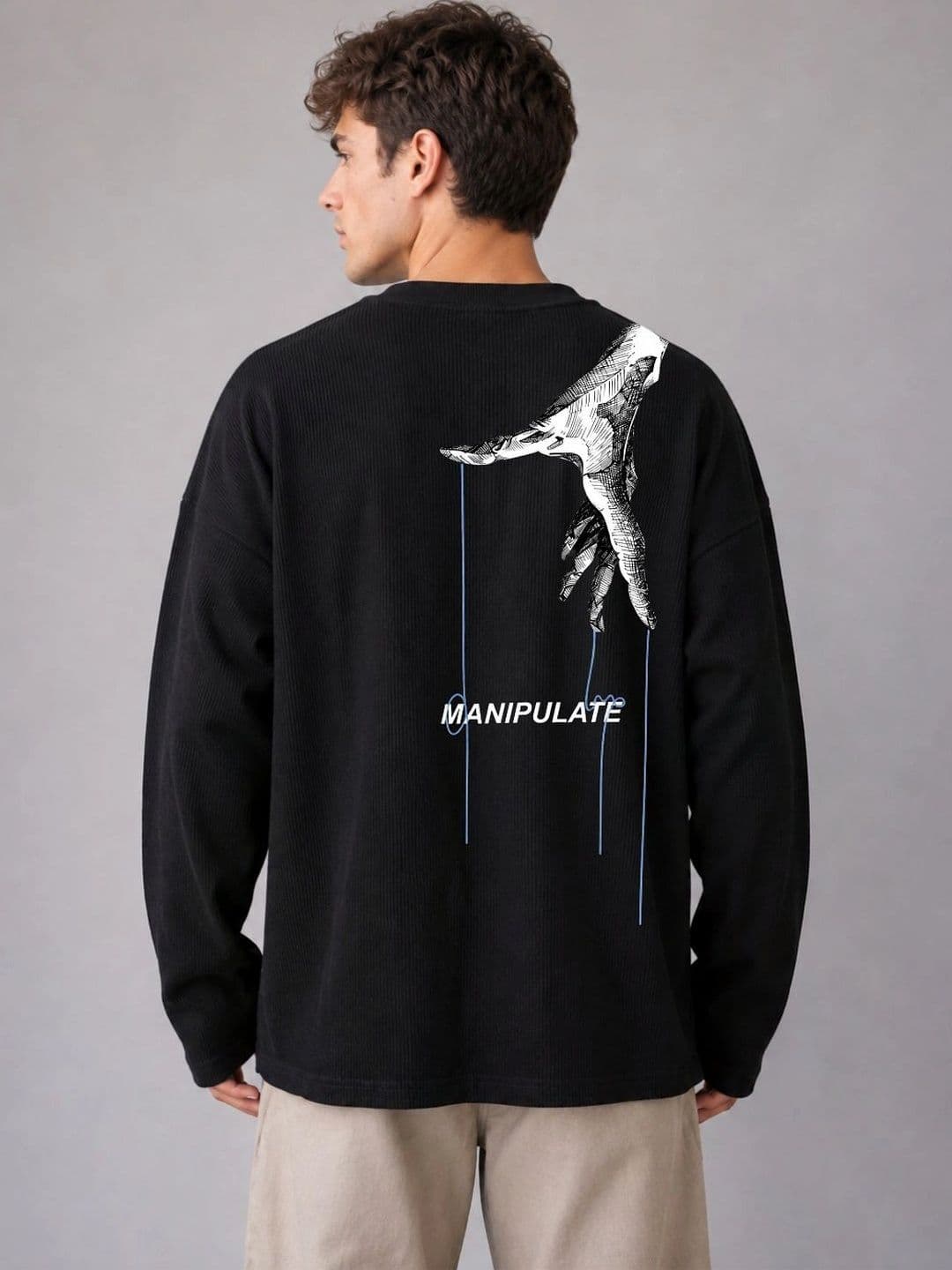 BRAHMOR Men Typography Drop-Shoulder Sleeves Raw Edge Boxy T-shirt thumbnail 4