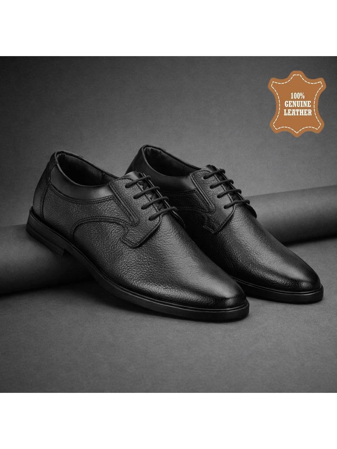 INKLENZO Men Textured Leather Round Toe Lace-Ups Derbys Shoes thumbnail 6