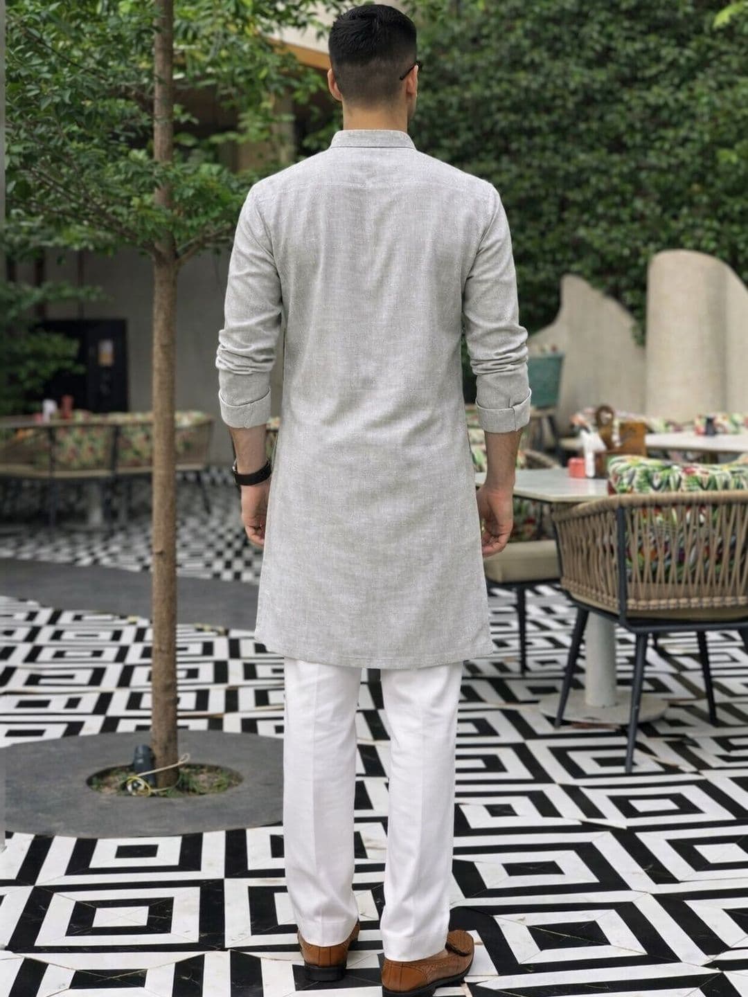 Anouk Men Cotton Linen Long Kurta thumbnail 4