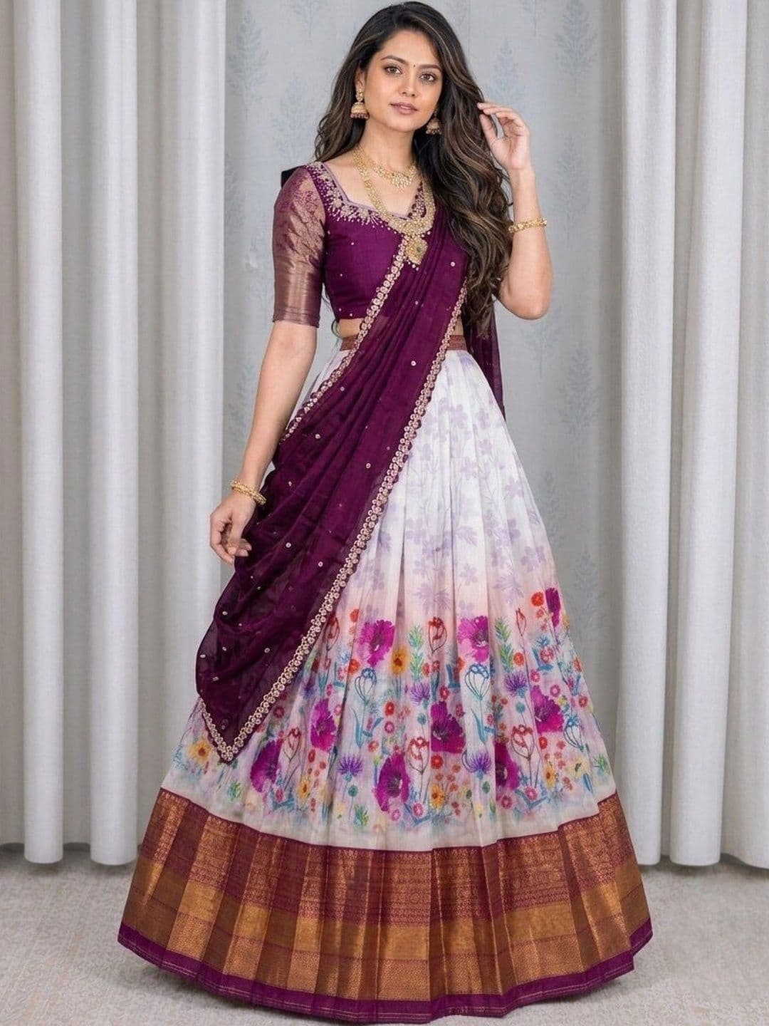 FABRELLA Women Unstitched Lehenga & Blouse With Dupatta thumbnail 2