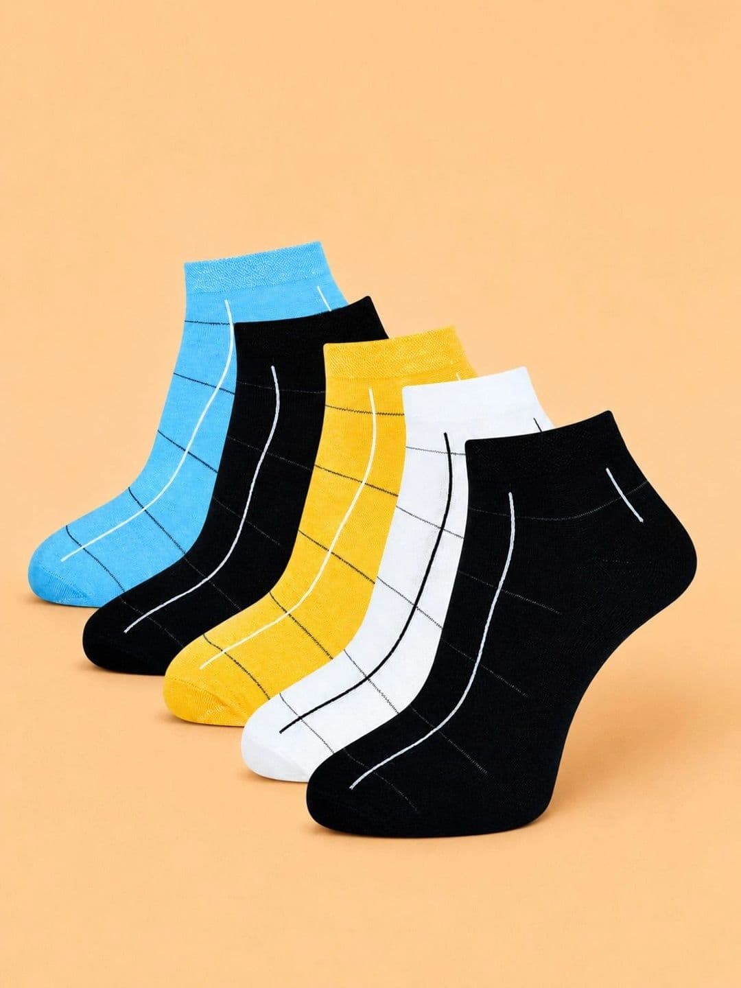 ADDOSSO Men Pack of 5 Cotton Assorted Checked Ankle Length Socks - view 1