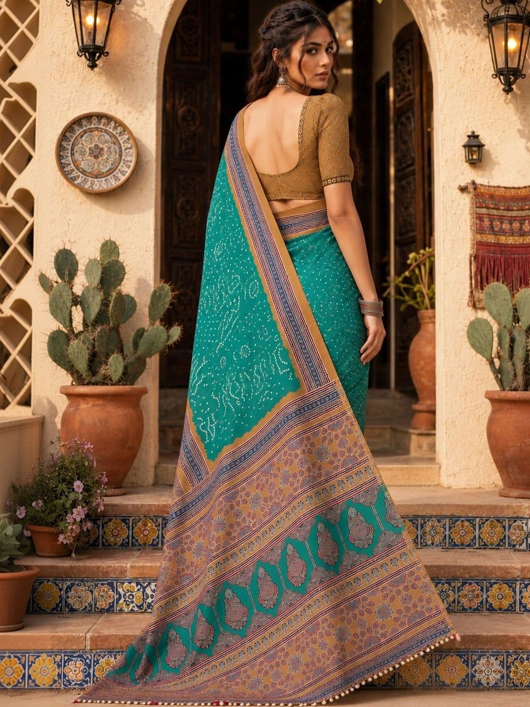 NIWAA Bandhani Silk Blend Bandhani Saree thumbnail 4