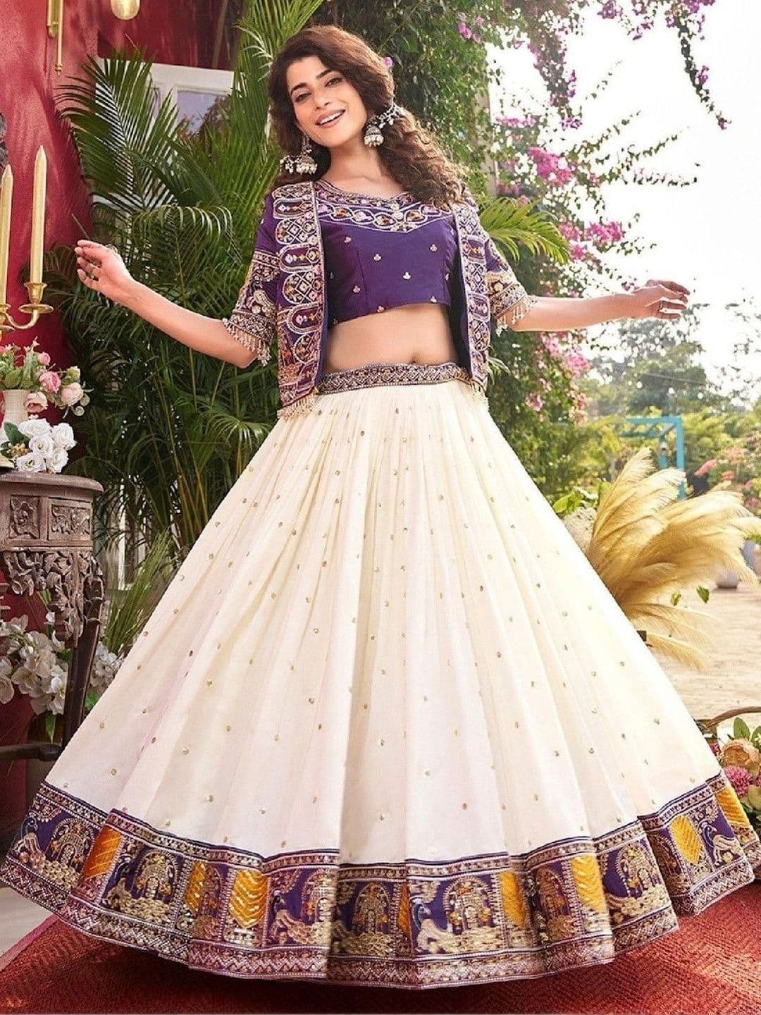 Shree Ram Creation  Women Embroidered Ready to Wear Lehenga & Blouse With Dupatta thumbnail 3
