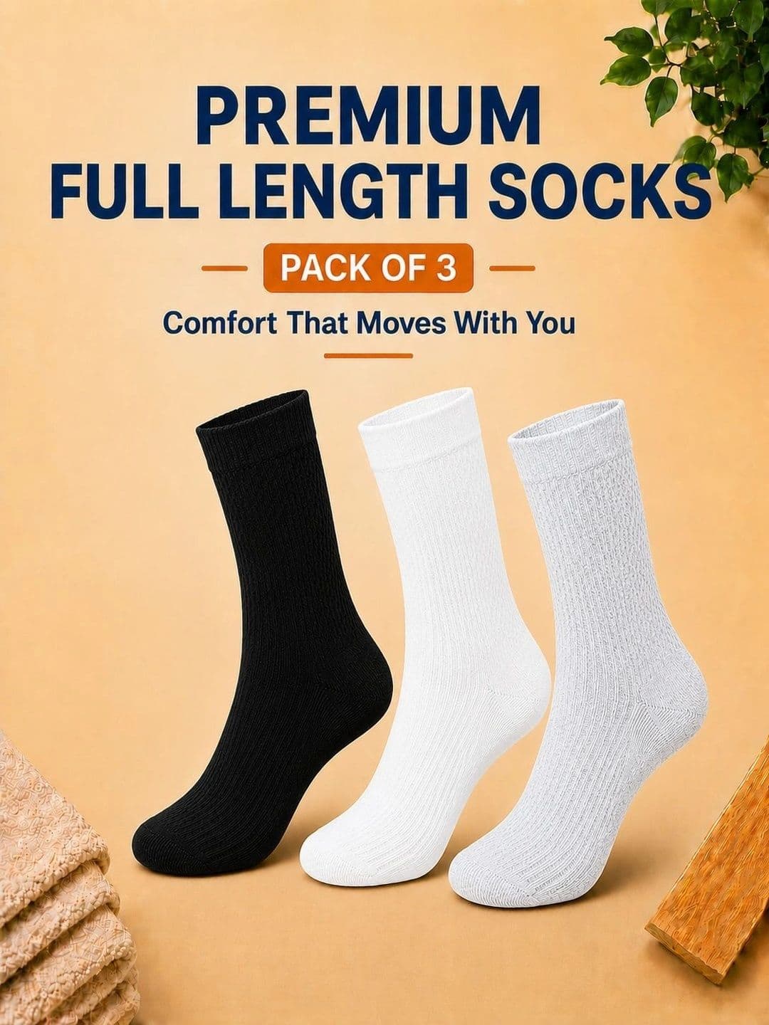 ADDOSSO Men Pack of 3 Cotton Assorted Above Ankle Socks thumbnail 2