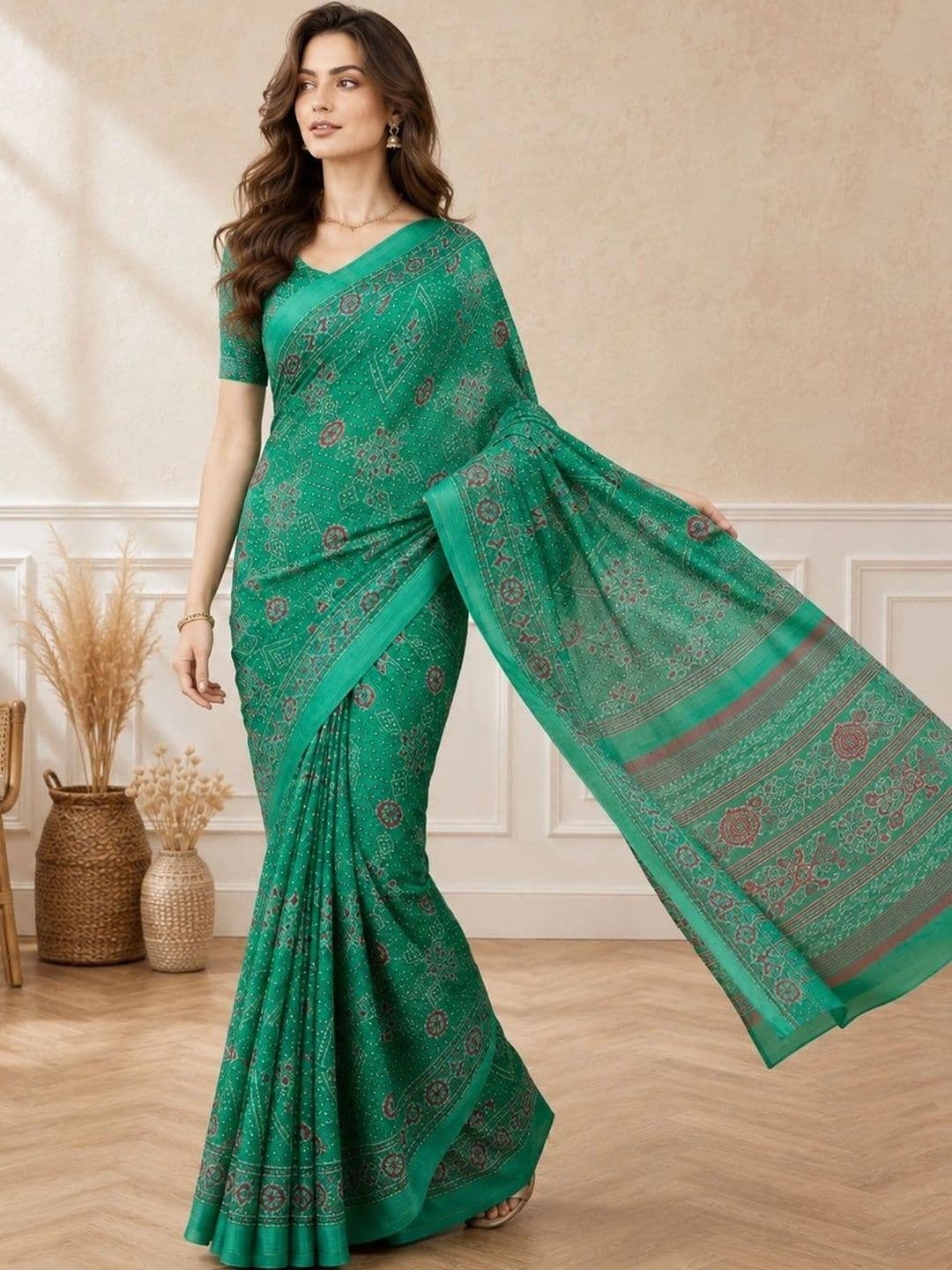 all about you Bandhani Poly Chiffon Fusion Bandhani Saree thumbnail 4