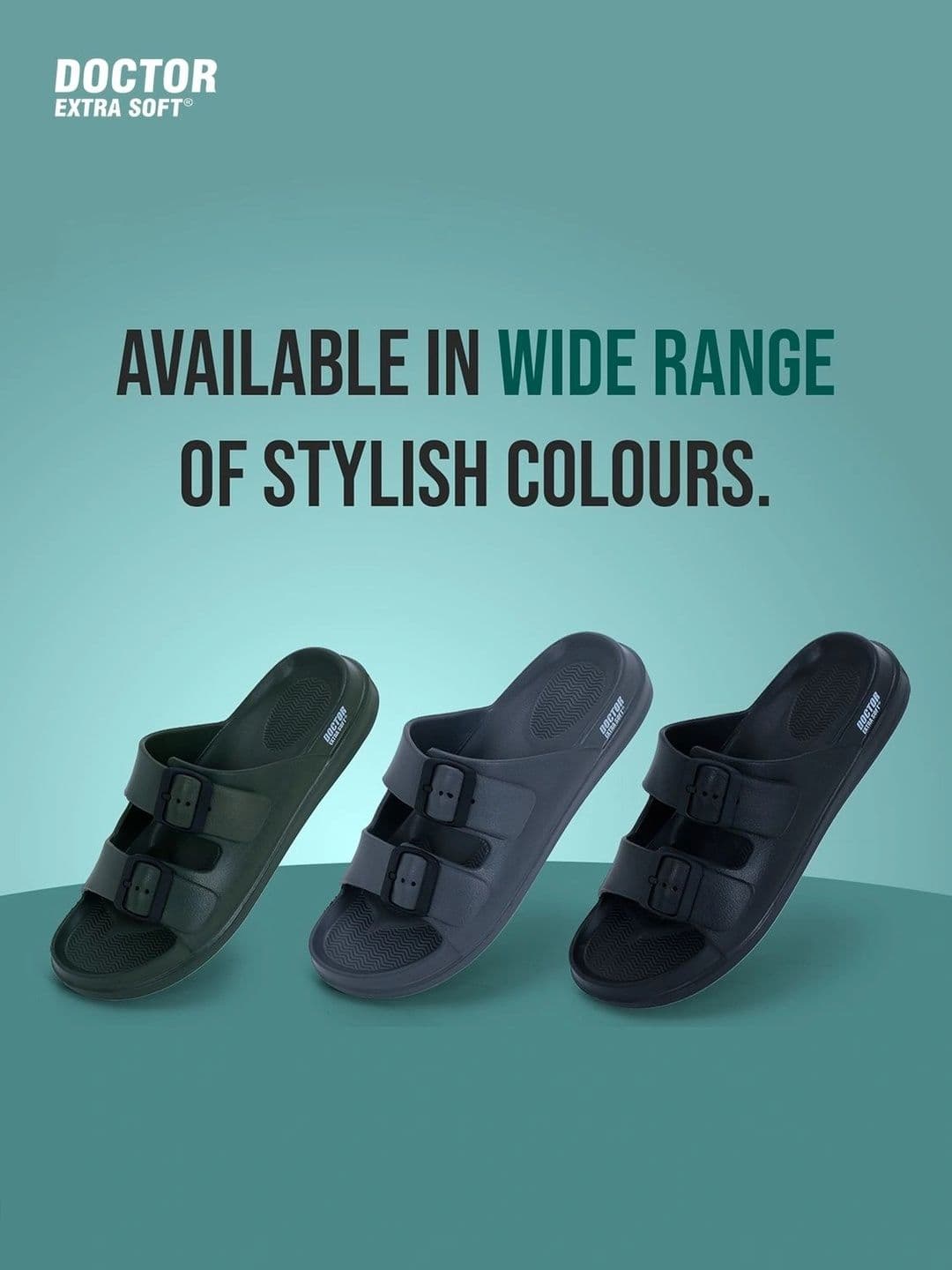 DOCTOR EXTRA SOFT Men Classic Cushion Lightweight Rubber Sliders With Buckle Detail thumbnail 5