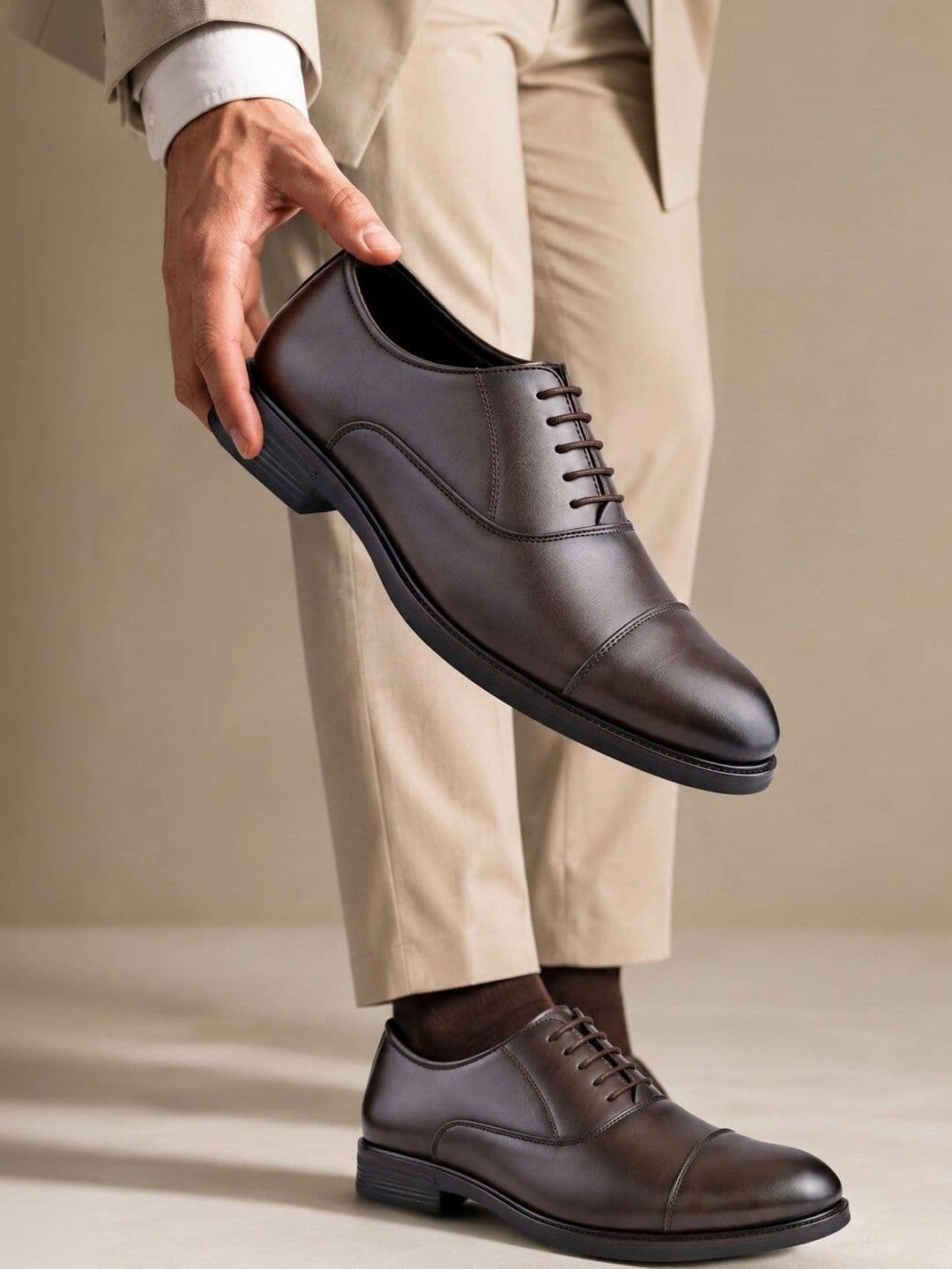 House of Pataudi Men Textured Formal Oxfords - view 1