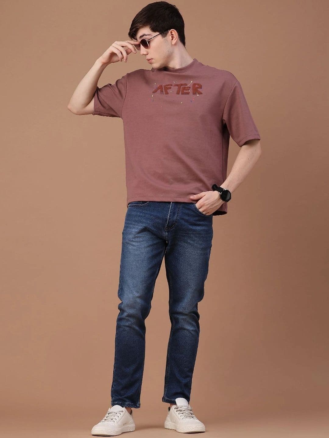 V-Mart Men Typography Printed Drop-Shoulder Sleeves T-shirt thumbnail 4
