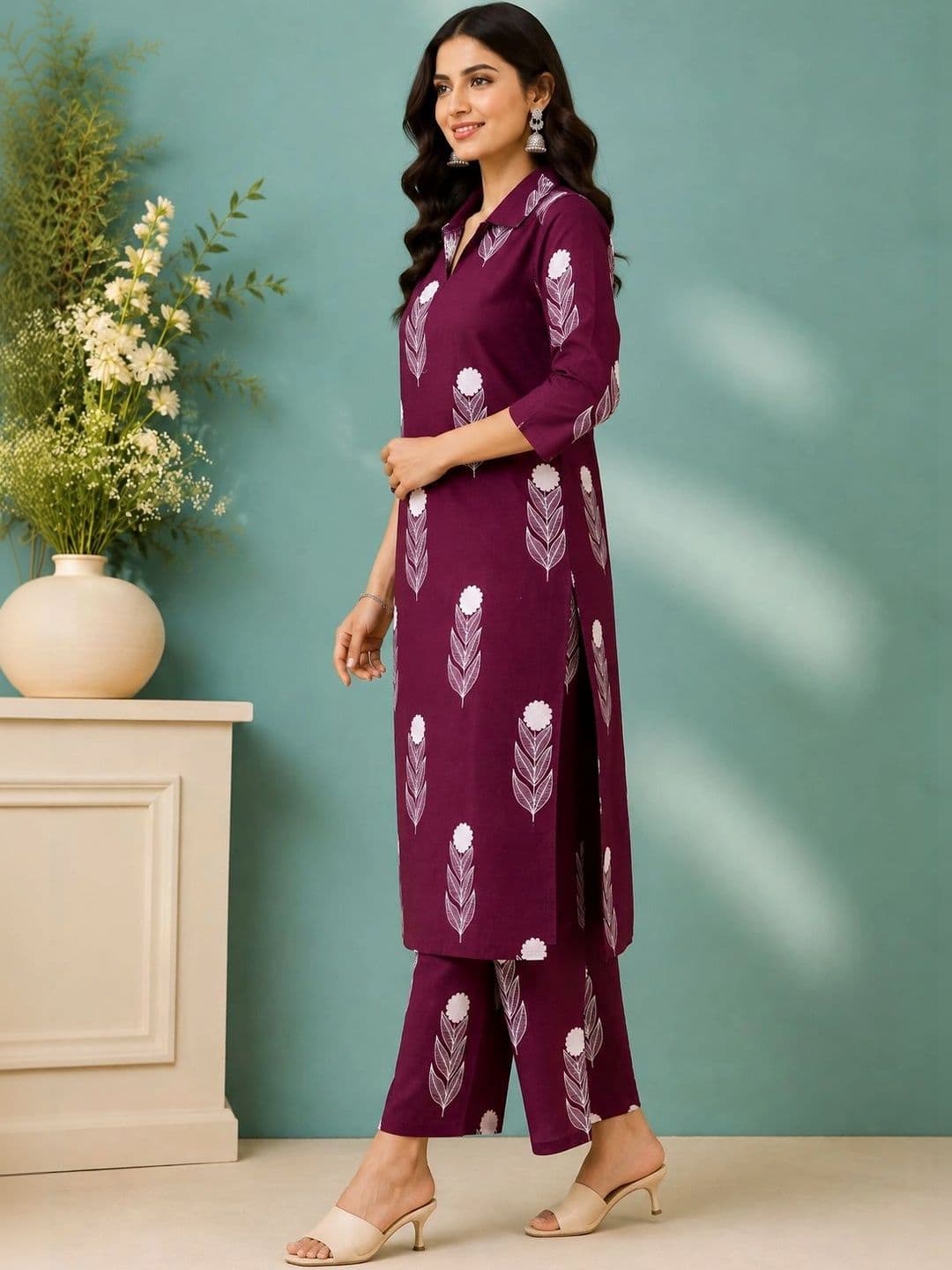 JANKHANA Women Ethnic Motifs Printed Regular Kurta with Palazzos thumbnail 2