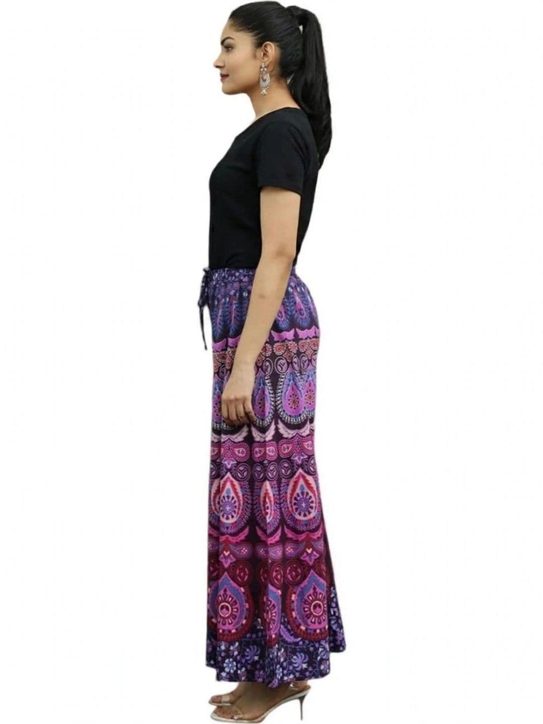 OUTER WEAR AYAM EXPORTS Women Ethnic Motifs Printed Knitted Ethnic Palazzos thumbnail 2