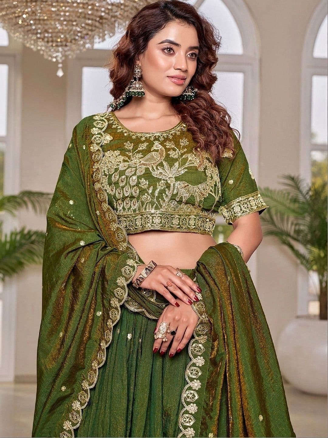 Shree Ram Creation Embroidered Thread Work Ready to Wear Lehenga & Blouse With Dupatta thumbnail 4