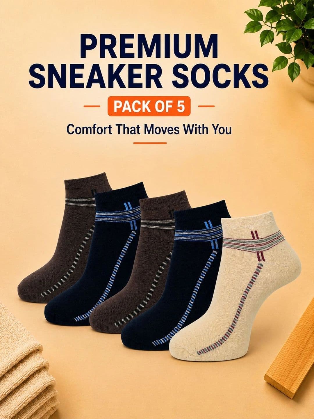 ADDOSSO Men Pack of 5 Cotton Assorted Patterned Ankle Length Socks thumbnail 3