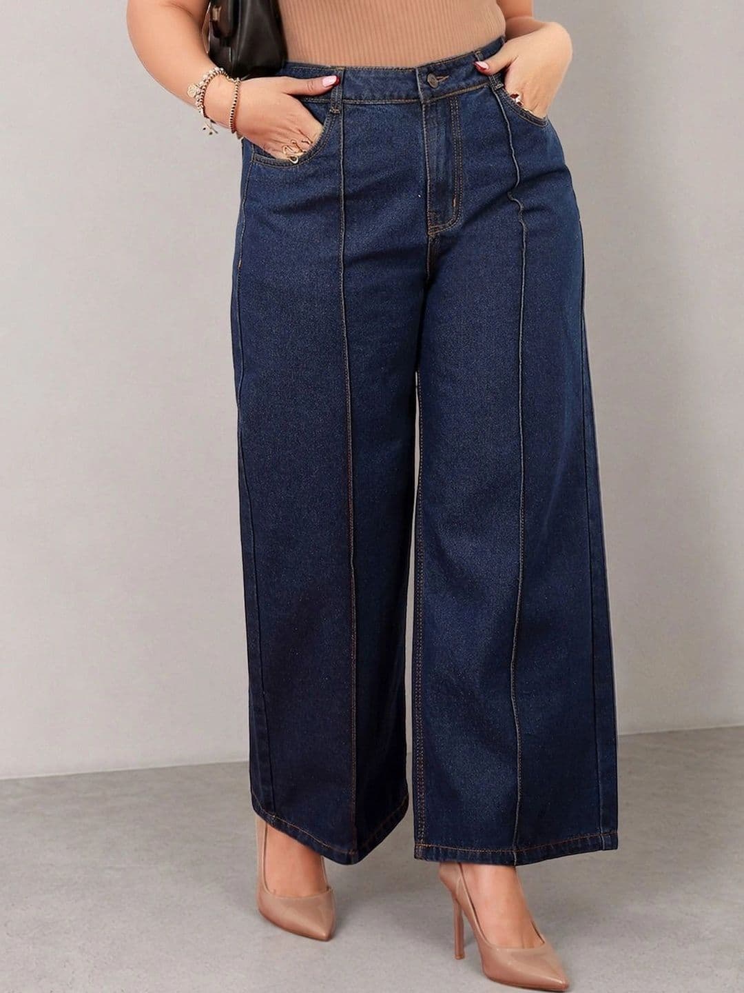 Miss Chase A+ Women Wide Leg High-Rise Heavy Fade Jeans - view 1