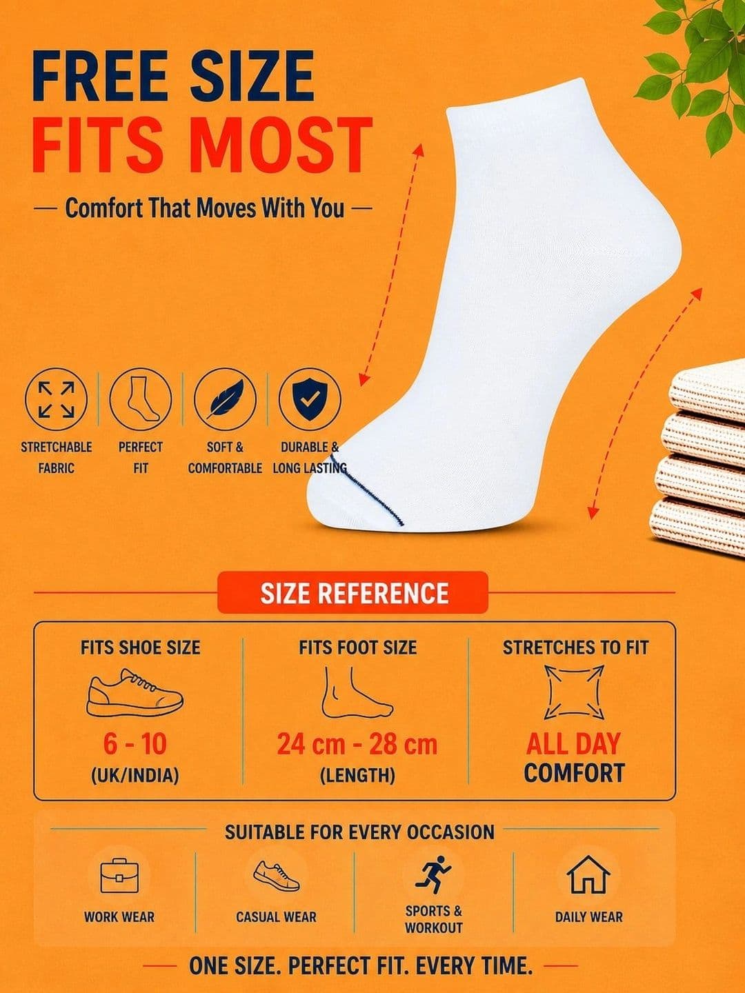ADDOSSO Men Pack of 3 Cotton Assorted Ankle Length Socks thumbnail 2