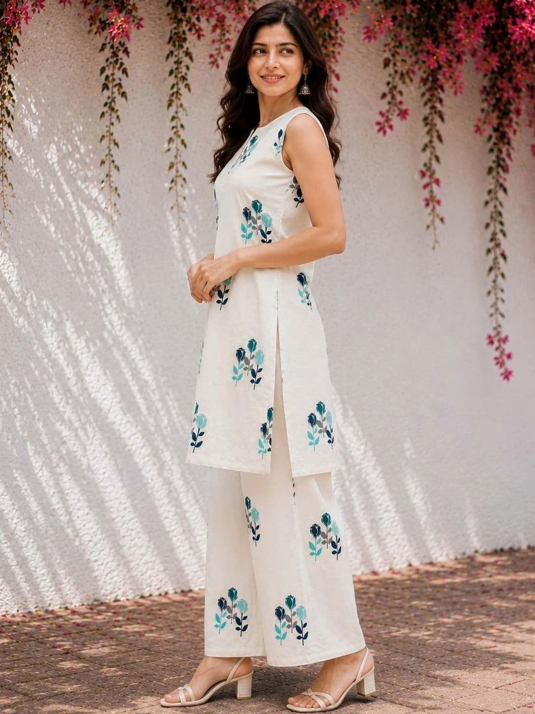 iEthniya Women Floral Printed Regular Kurta with Palazzos thumbnail 6