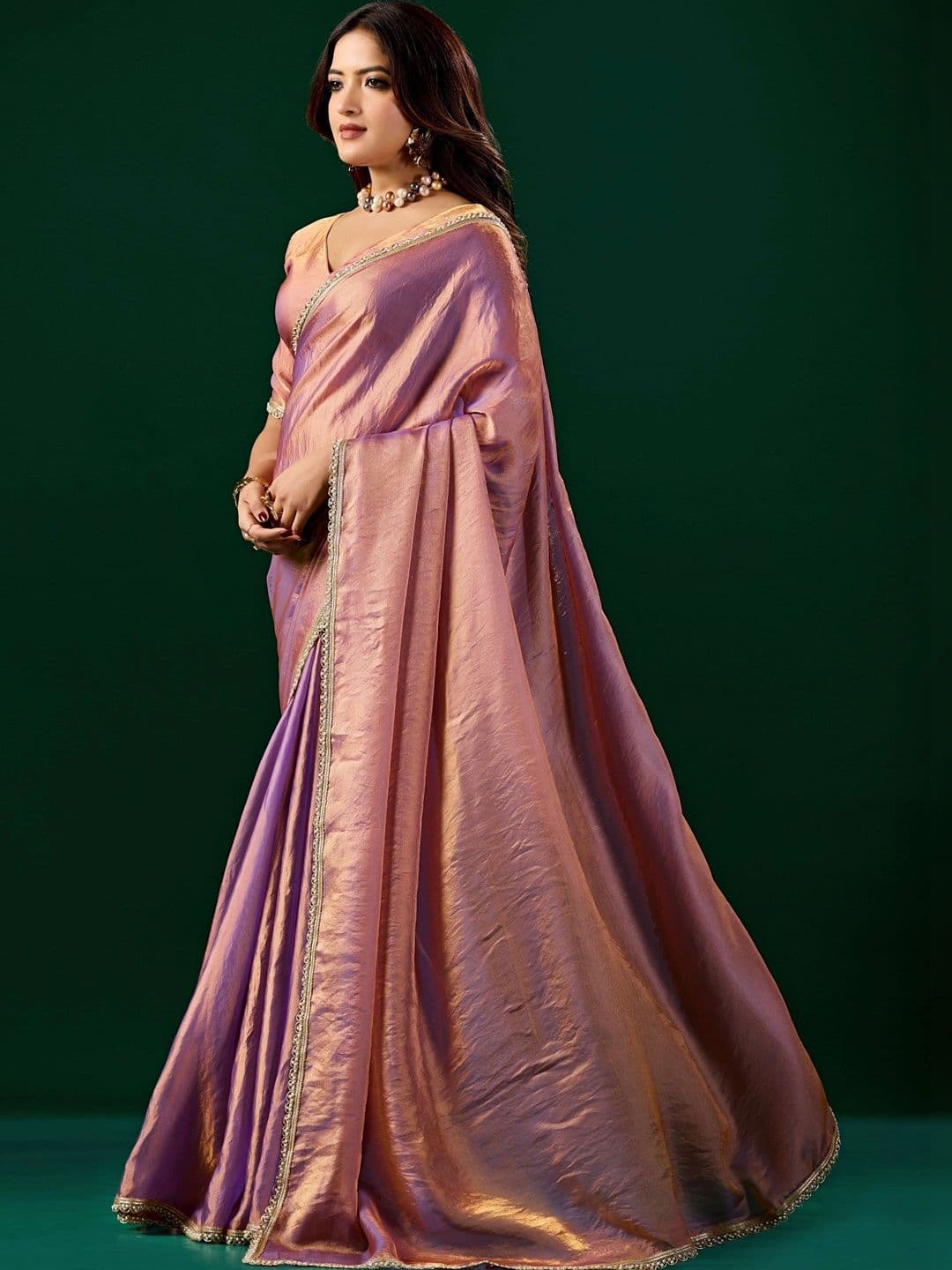 KANYAARI Alia Lavender Satin Saree With Cutdana Work thumbnail 5