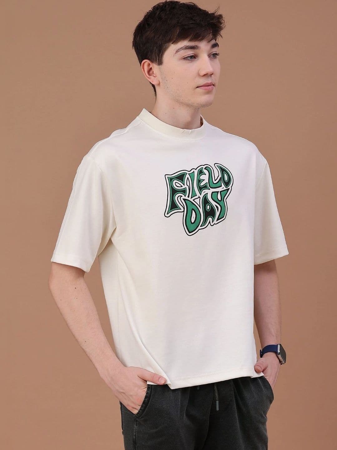 V-Mart Men Typography Printed High Neck T-shirt thumbnail 3