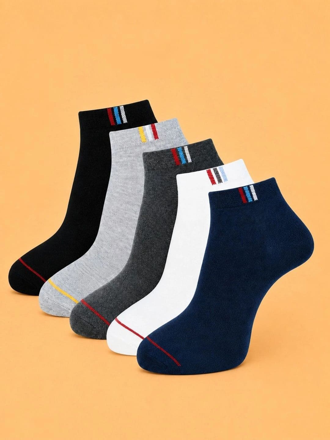 ADDOSSO Men Pack of 5 Cotton Assorted Striped Ankle Length Socks - view 1