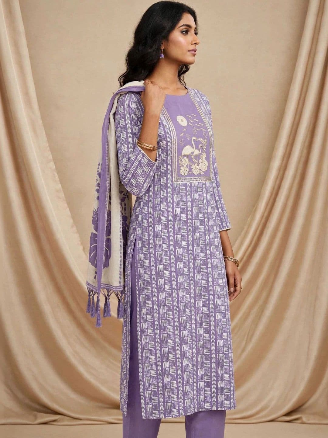 Haranozy Printed Pure Cotton Semi-Stitched Dress Material thumbnail 2