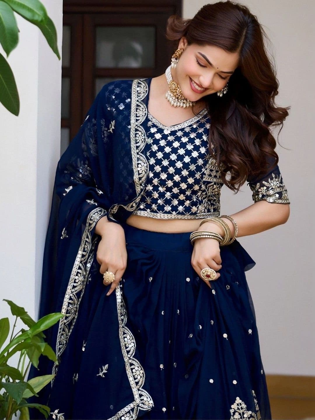 Shree Ram Creation Embroidered Ready to Wear Lehenga & Blouse With Dupatta thumbnail 2
